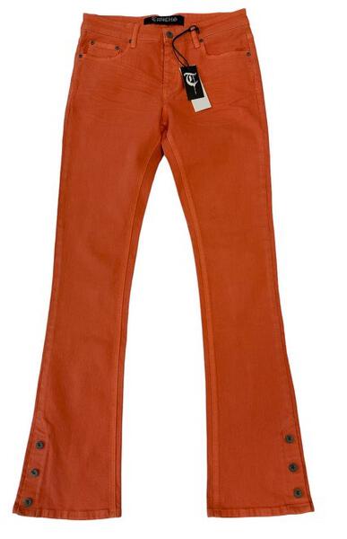 Sale "BUTTON FLY" Orange Stacked Jeans