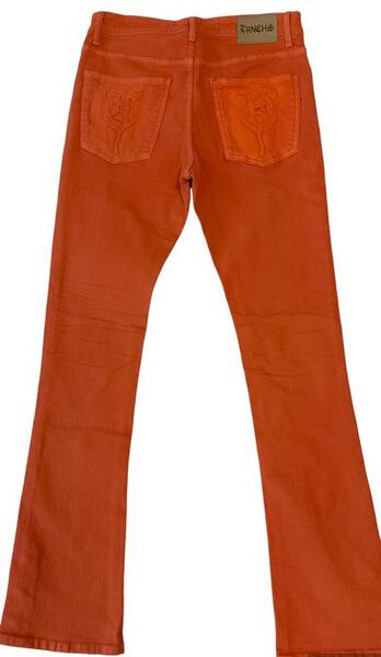 Sale "BUTTON FLY" Orange Stacked Jeans