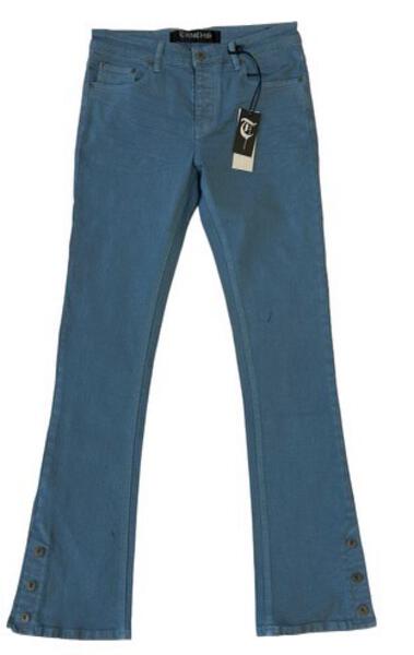 Sale "BUTTON FLY" Blue Stacked Jeans