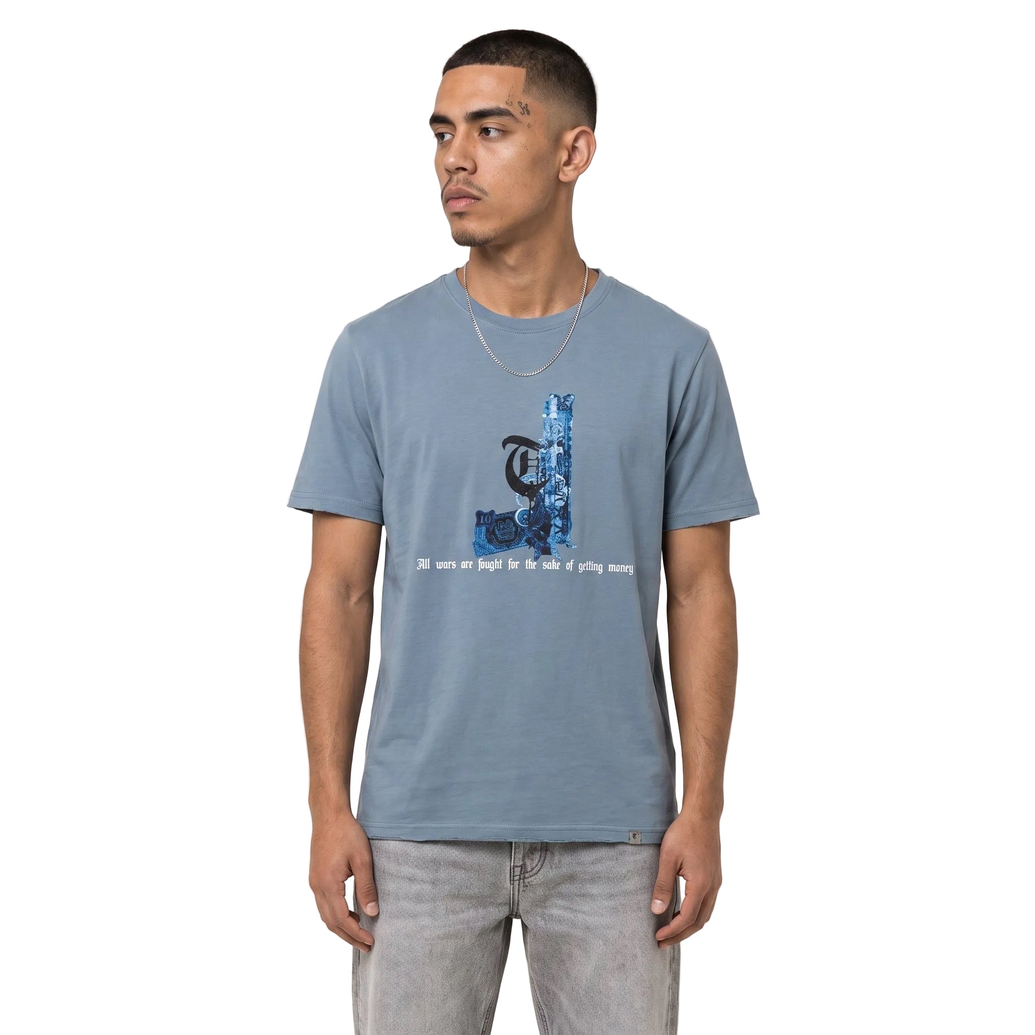 T-shirt vert vintage « ARGENT DE GUERRE »