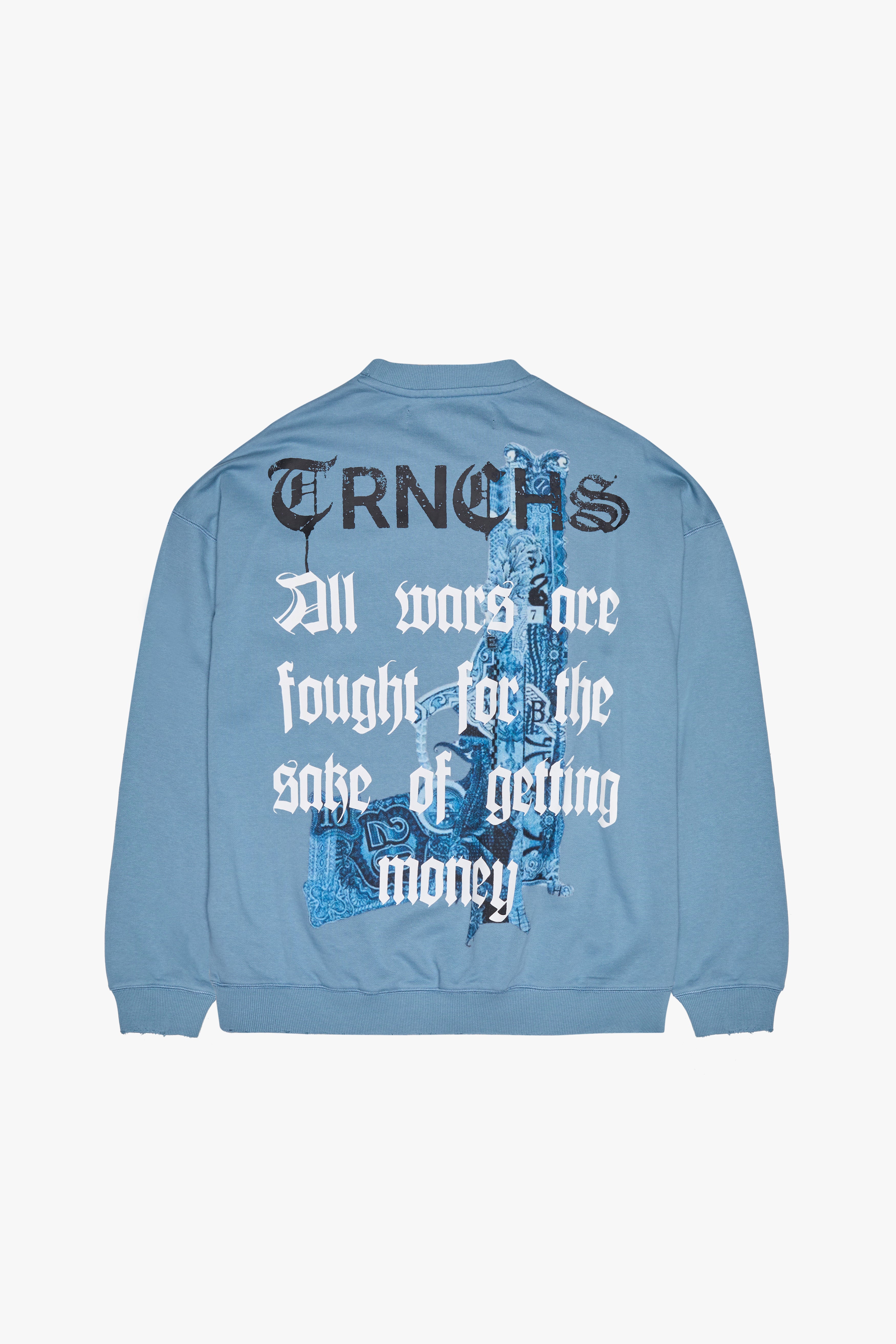 Sale "WAR MONEY" Vintage Blue Sweater