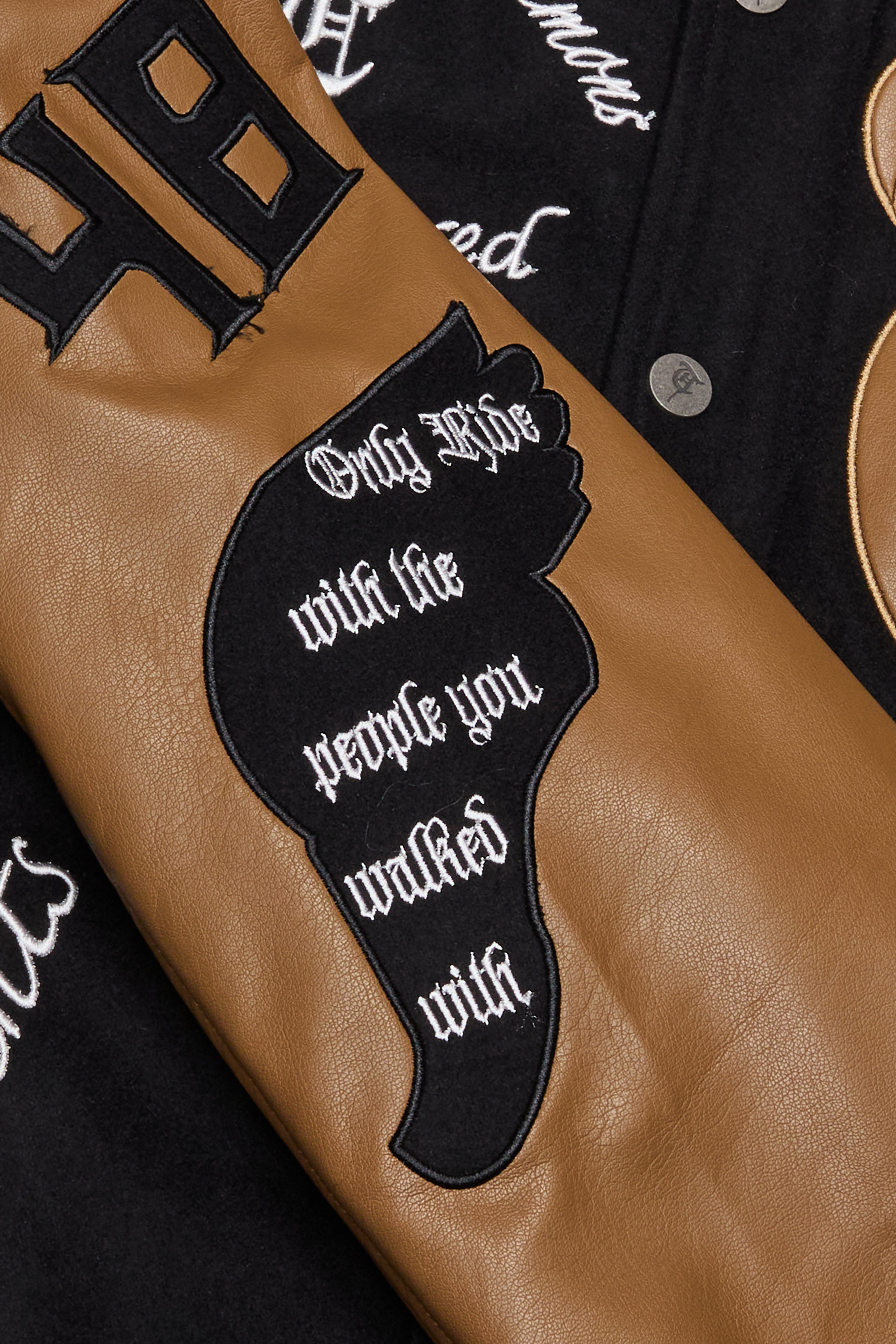 Sale "SAINT VS. DEMONS" Black Mocha Varsity Jacket