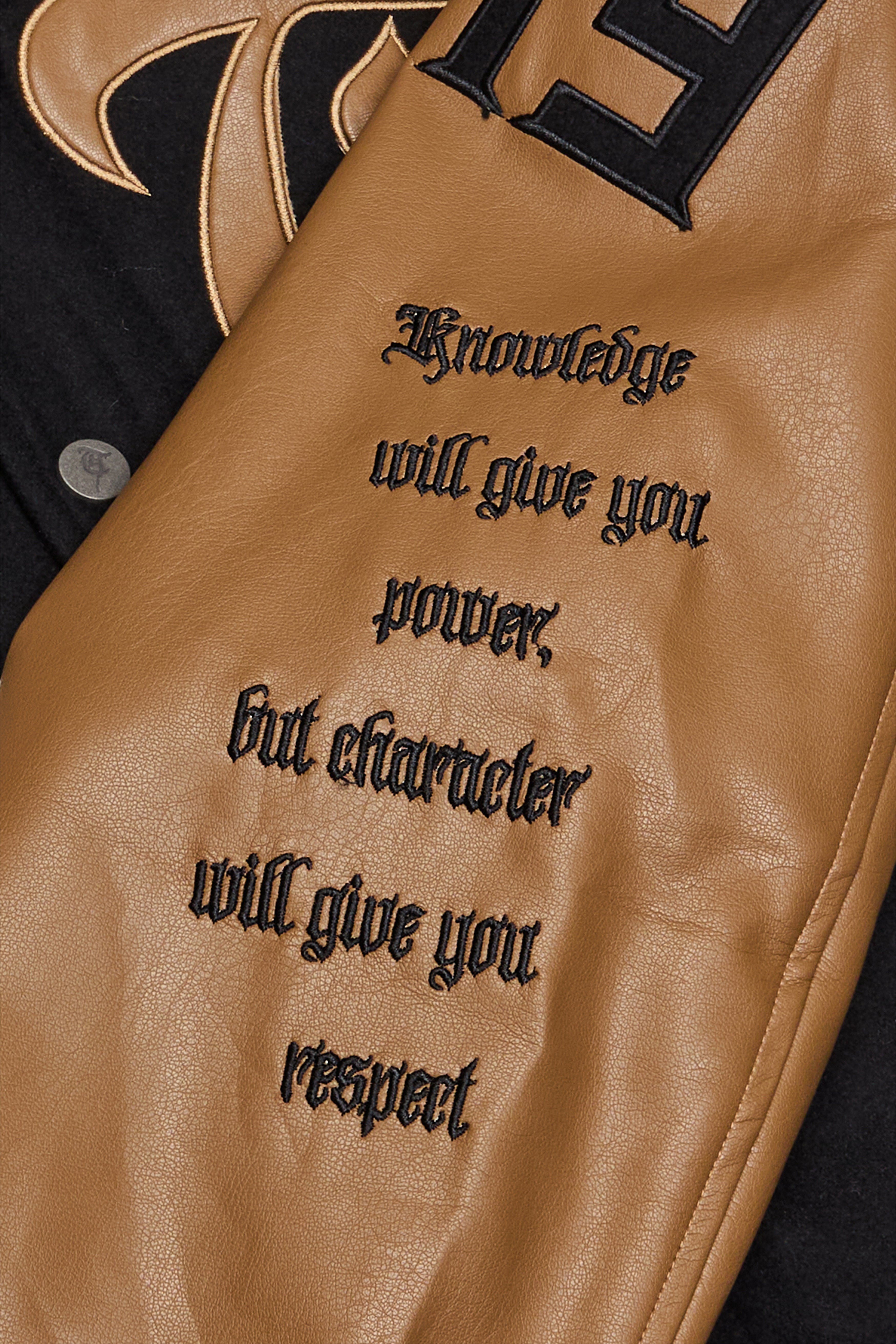 Sale "SAINT VS. DEMONS" Black Mocha Varsity Jacket