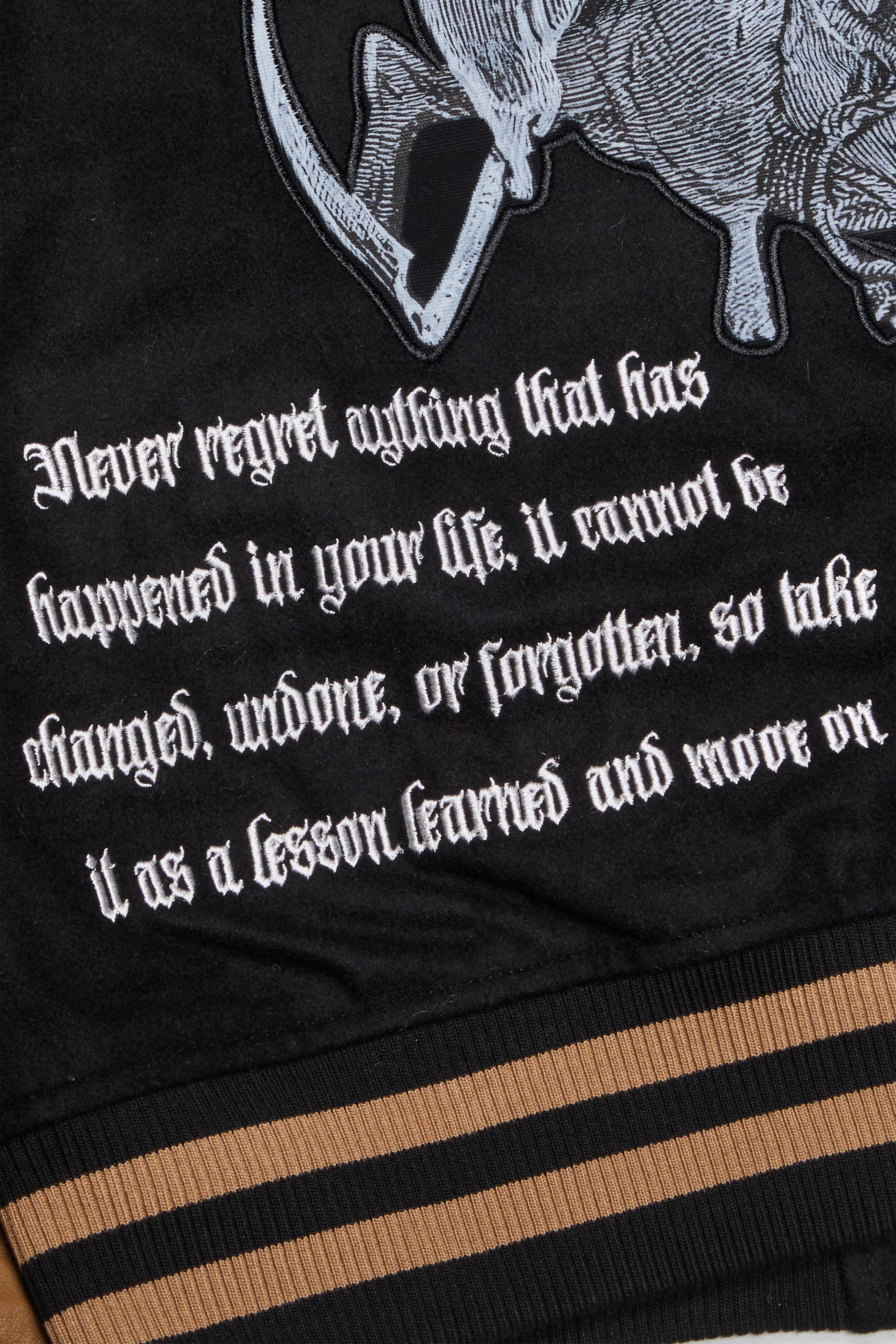 Sale "SAINT VS. DEMONS" Black Mocha Varsity Jacket