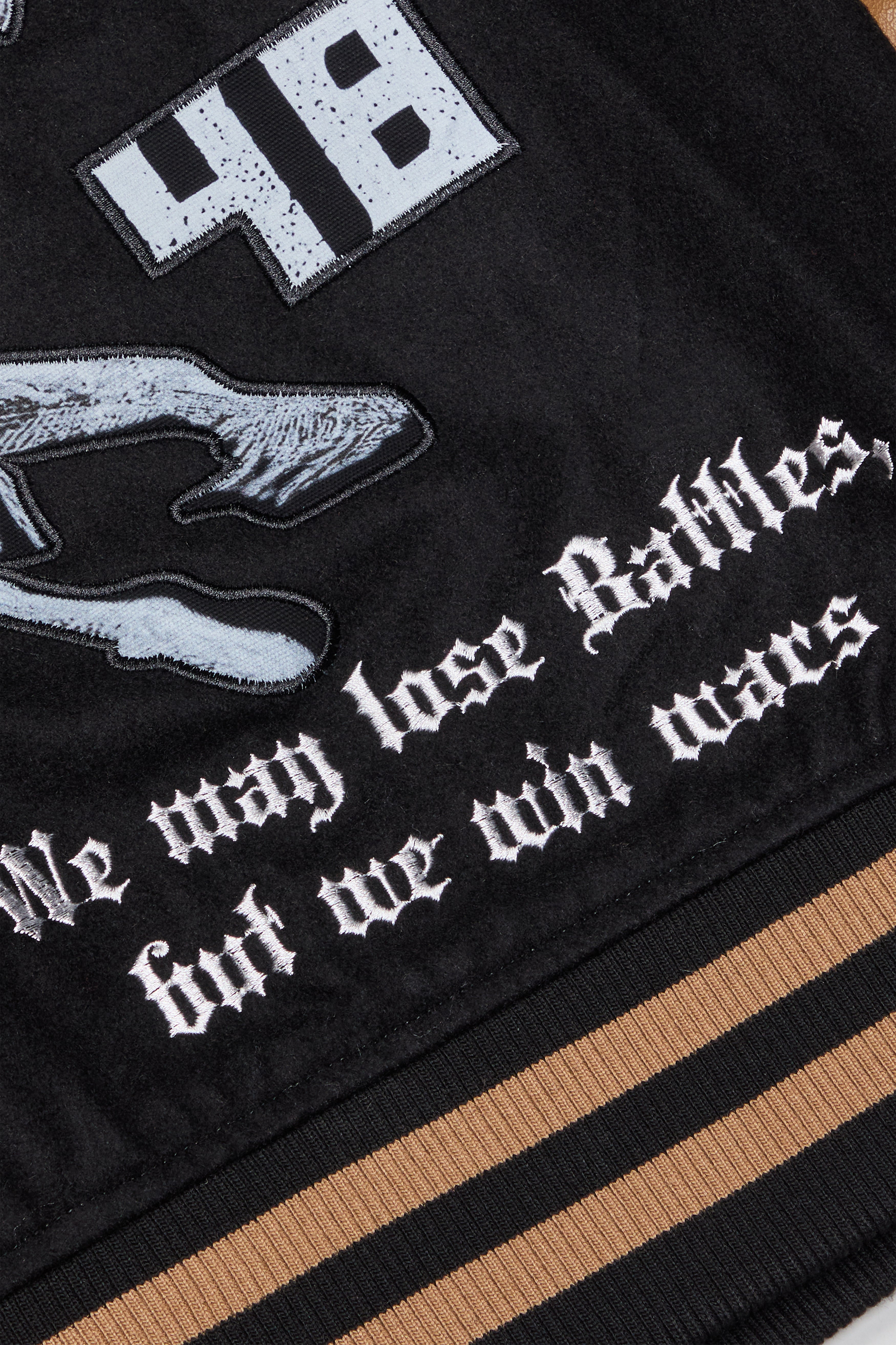 Sale "SAINT VS. DEMONS" Black Mocha Varsity Jacket
