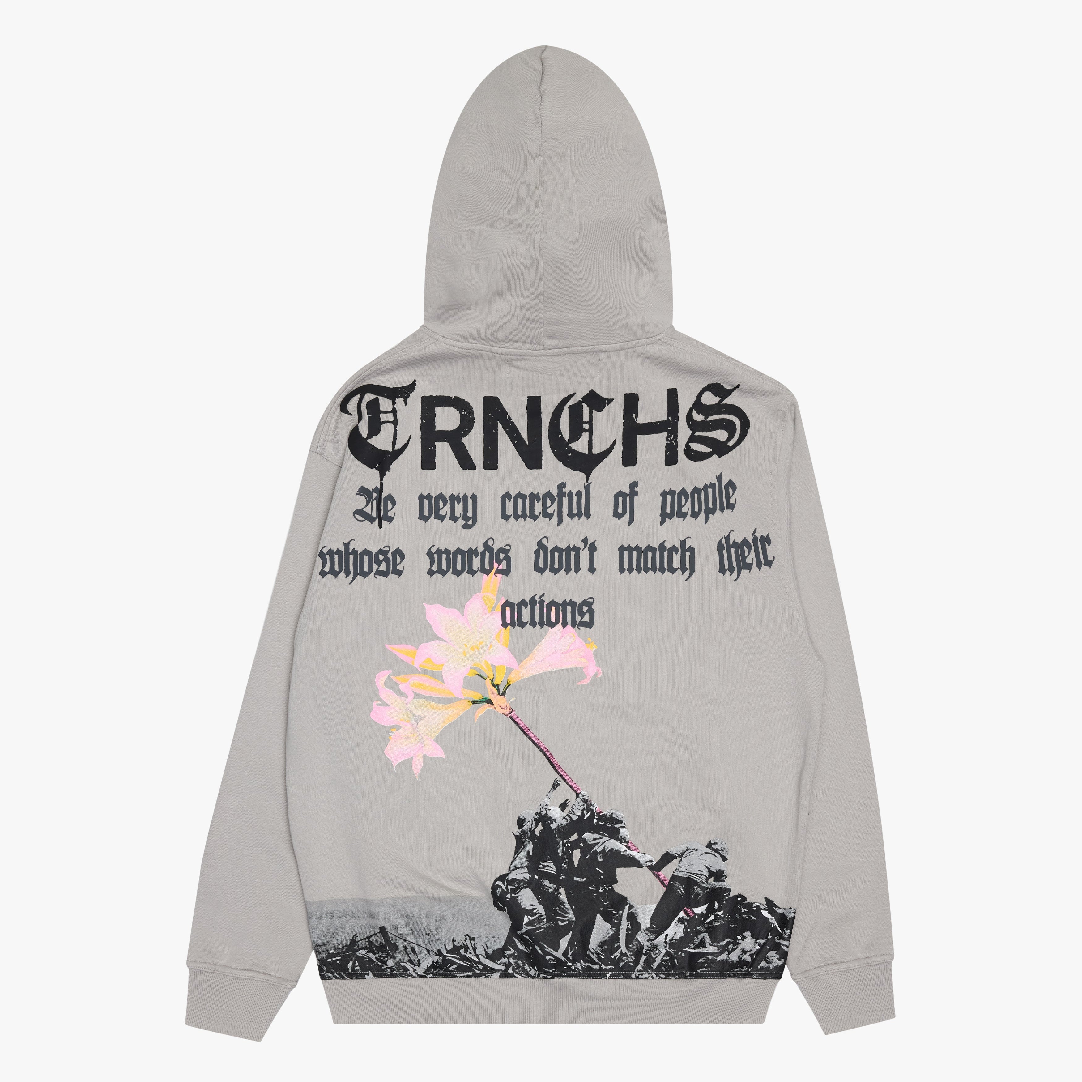 "ACTION & WORDS" Light Grey Hoodie