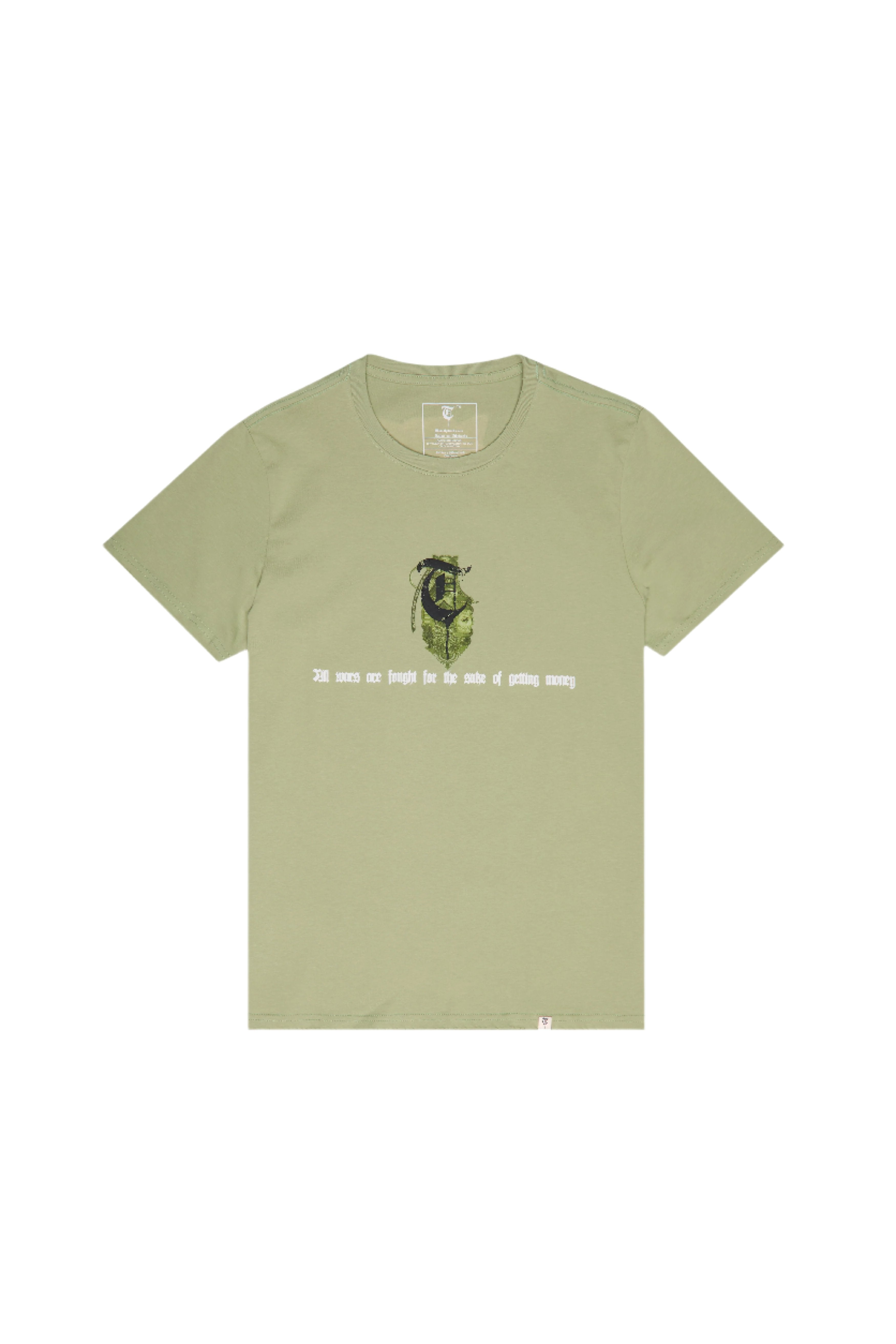 T-shirt vert vintage « ARGENT DE GUERRE »