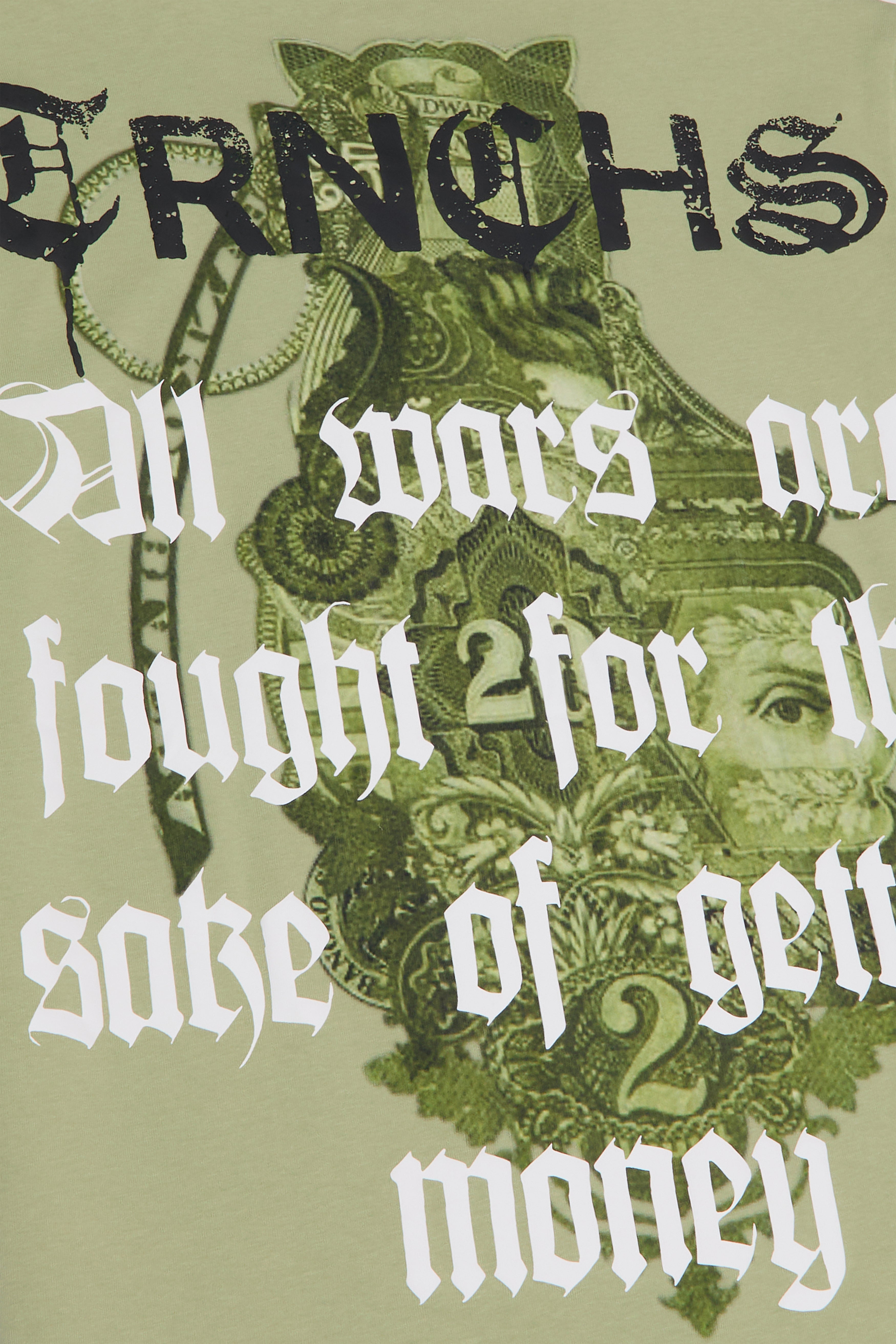 T-shirt vert vintage « ARGENT DE GUERRE »