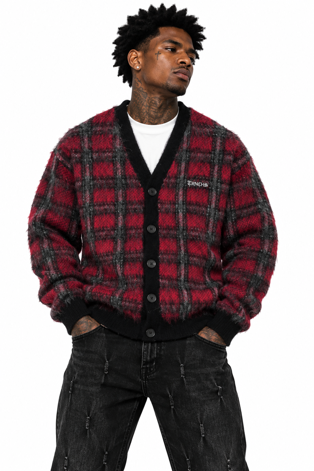 CARLTON BANKS Red/Black Cardigan -