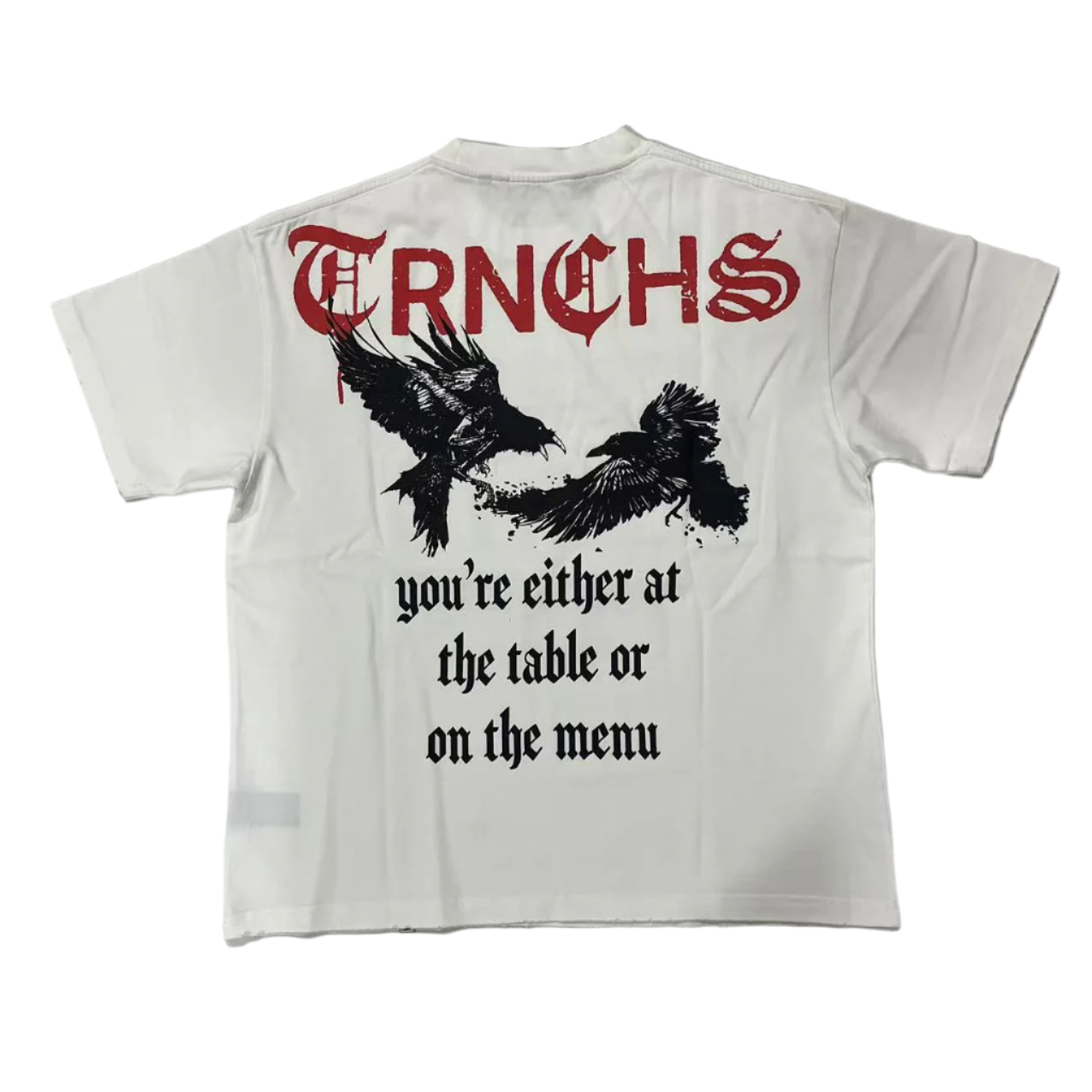 "BLACK RAVEN & SKULL" White Tee