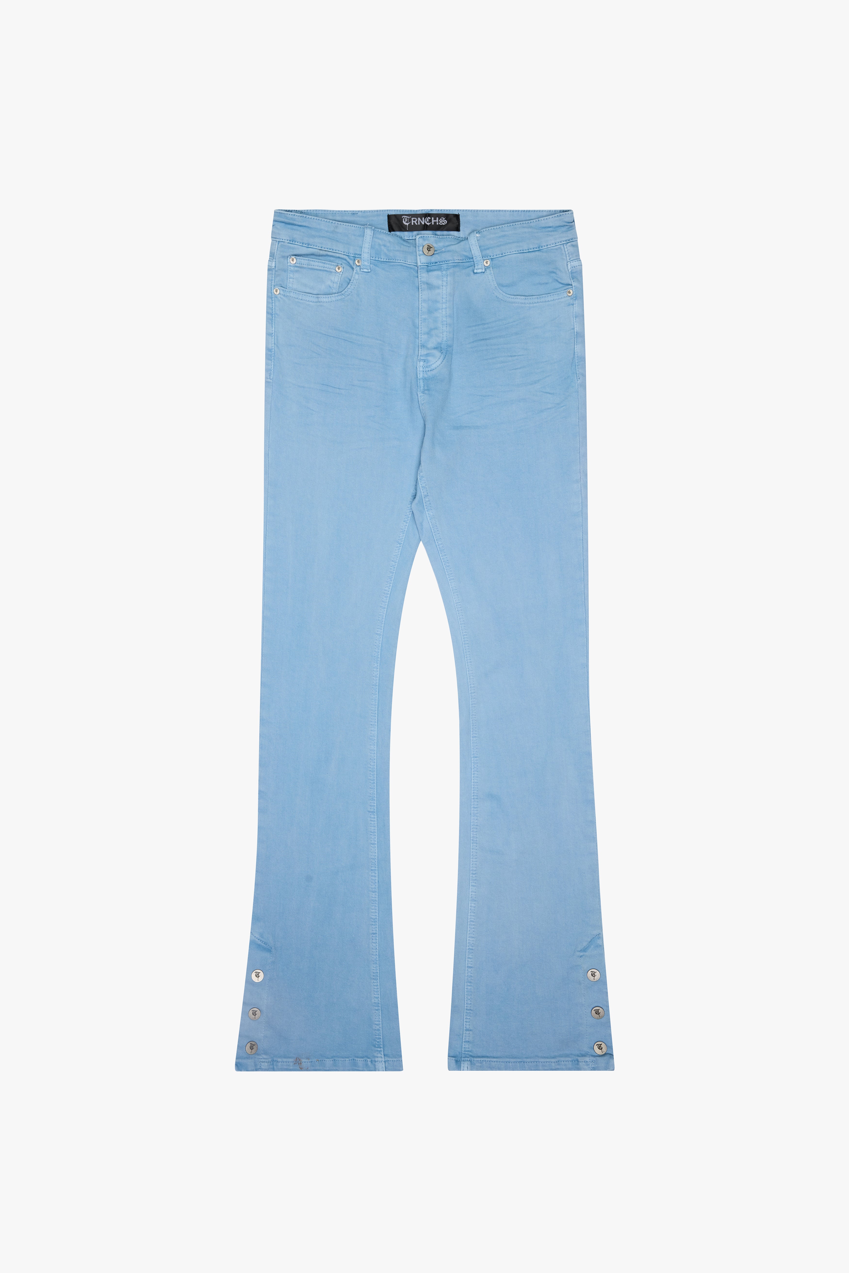 "BUTTON FLY" Blue Stacked Jeans