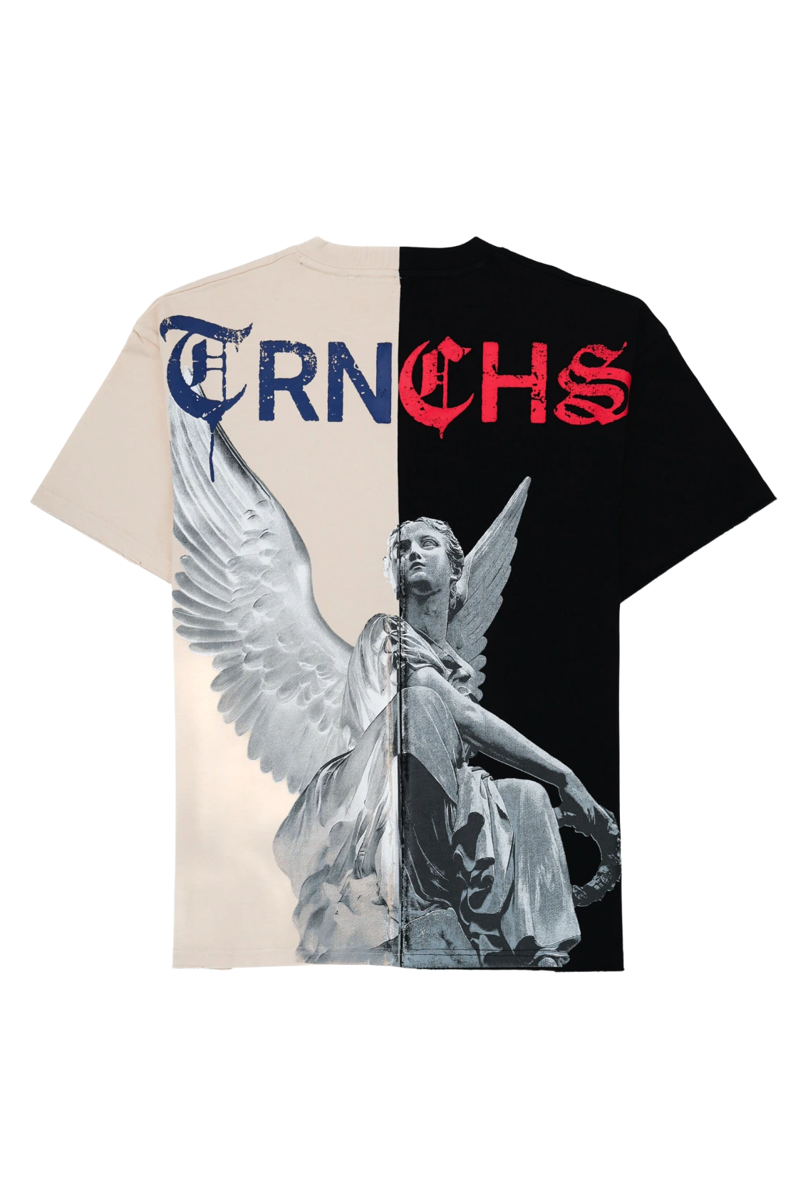 HEAVEN & HAVOC Black/Cream Panel Tee