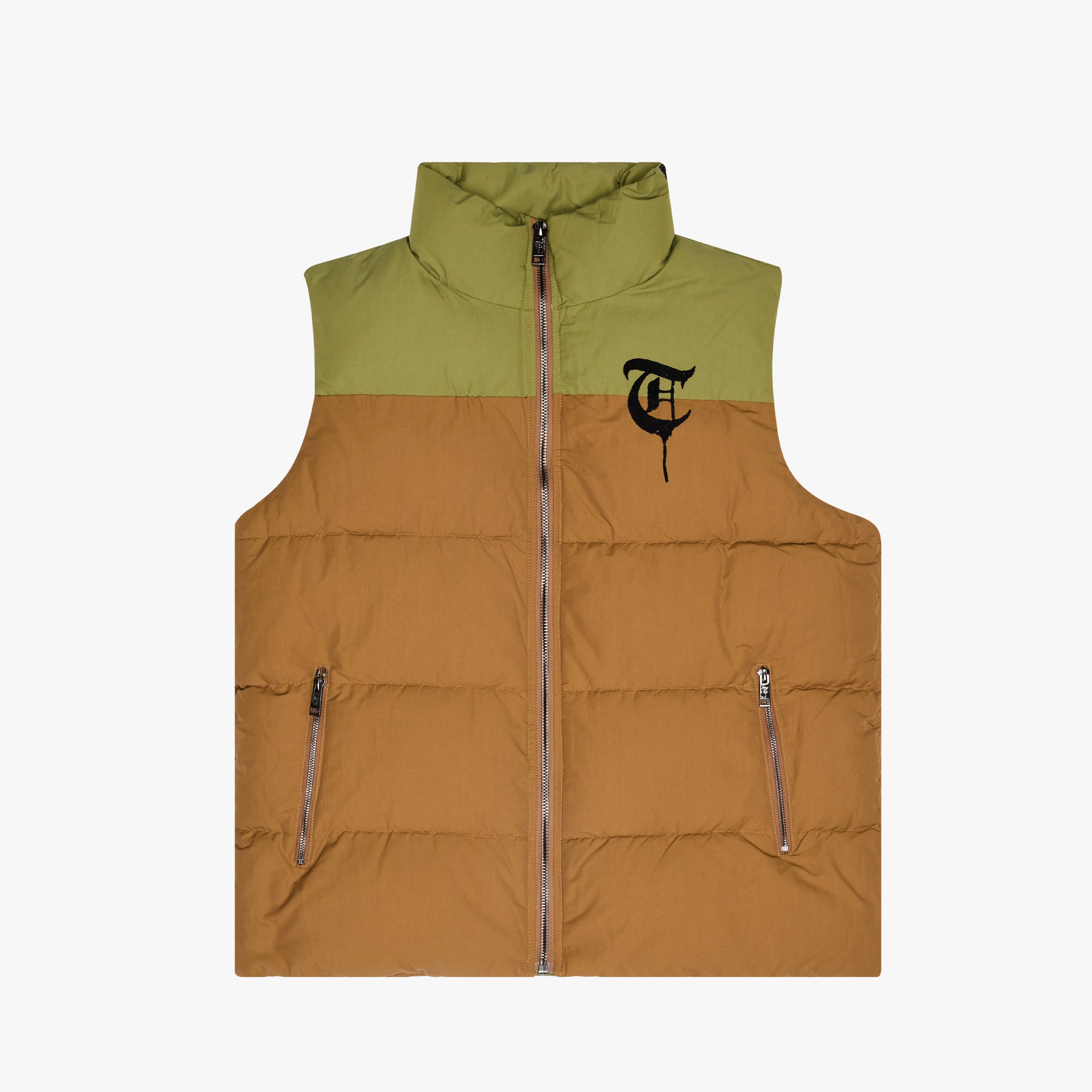 "AURORA" Green/Brown Bubble Vest