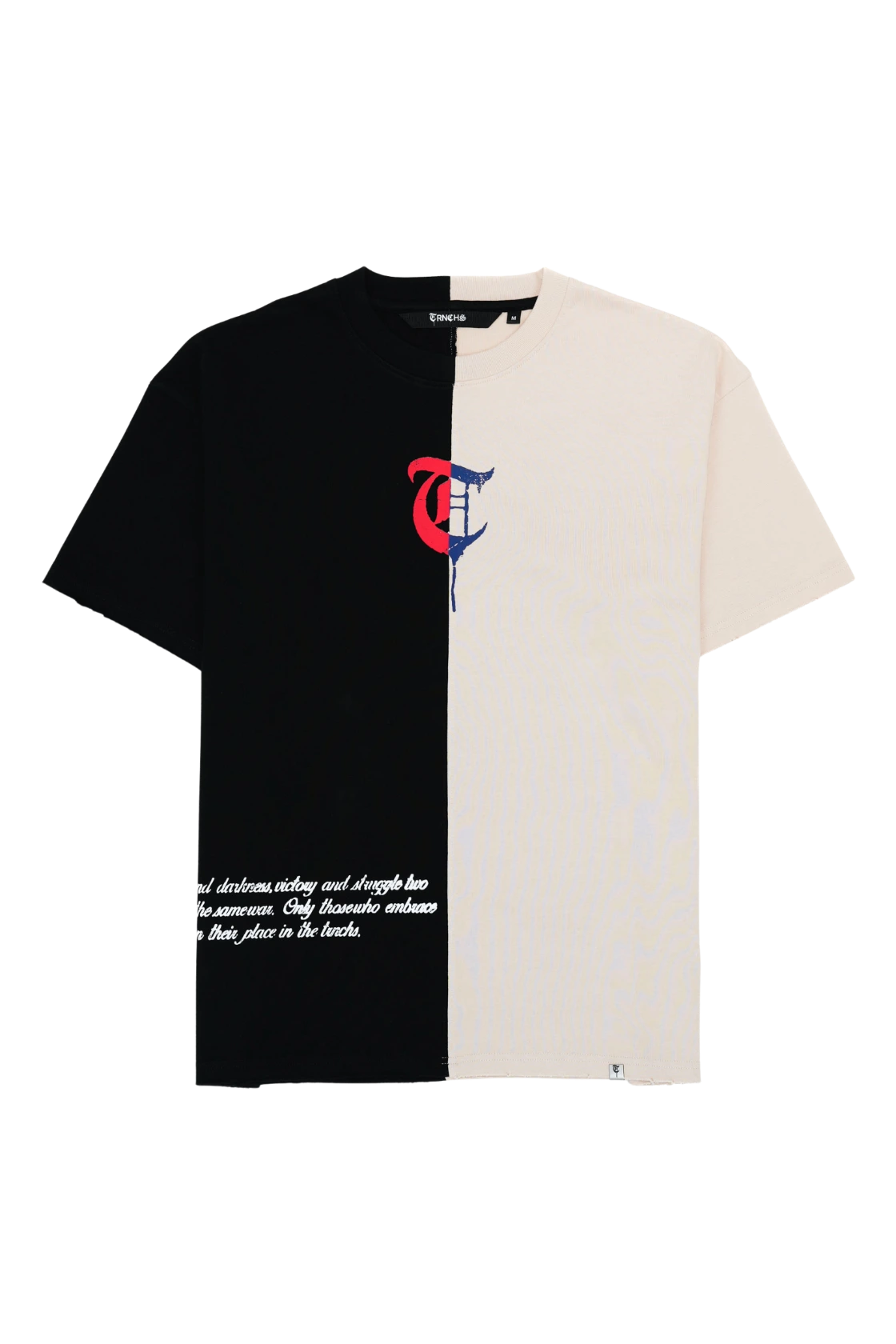 HEAVEN & HAVOC Black/Cream Panel Tee