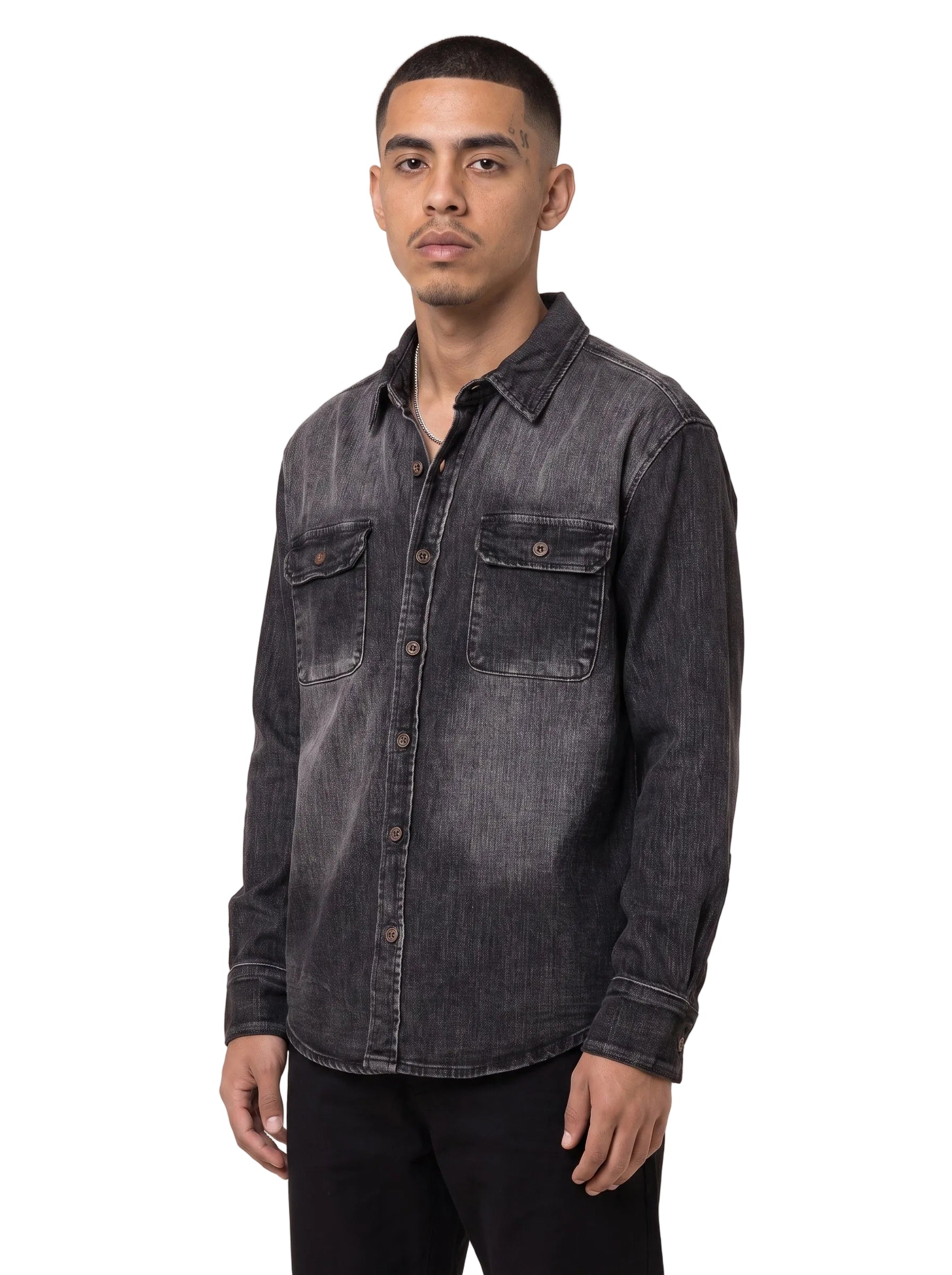 „ABU FARAH“ Grau-schwarz gewaschene Jeansjacke