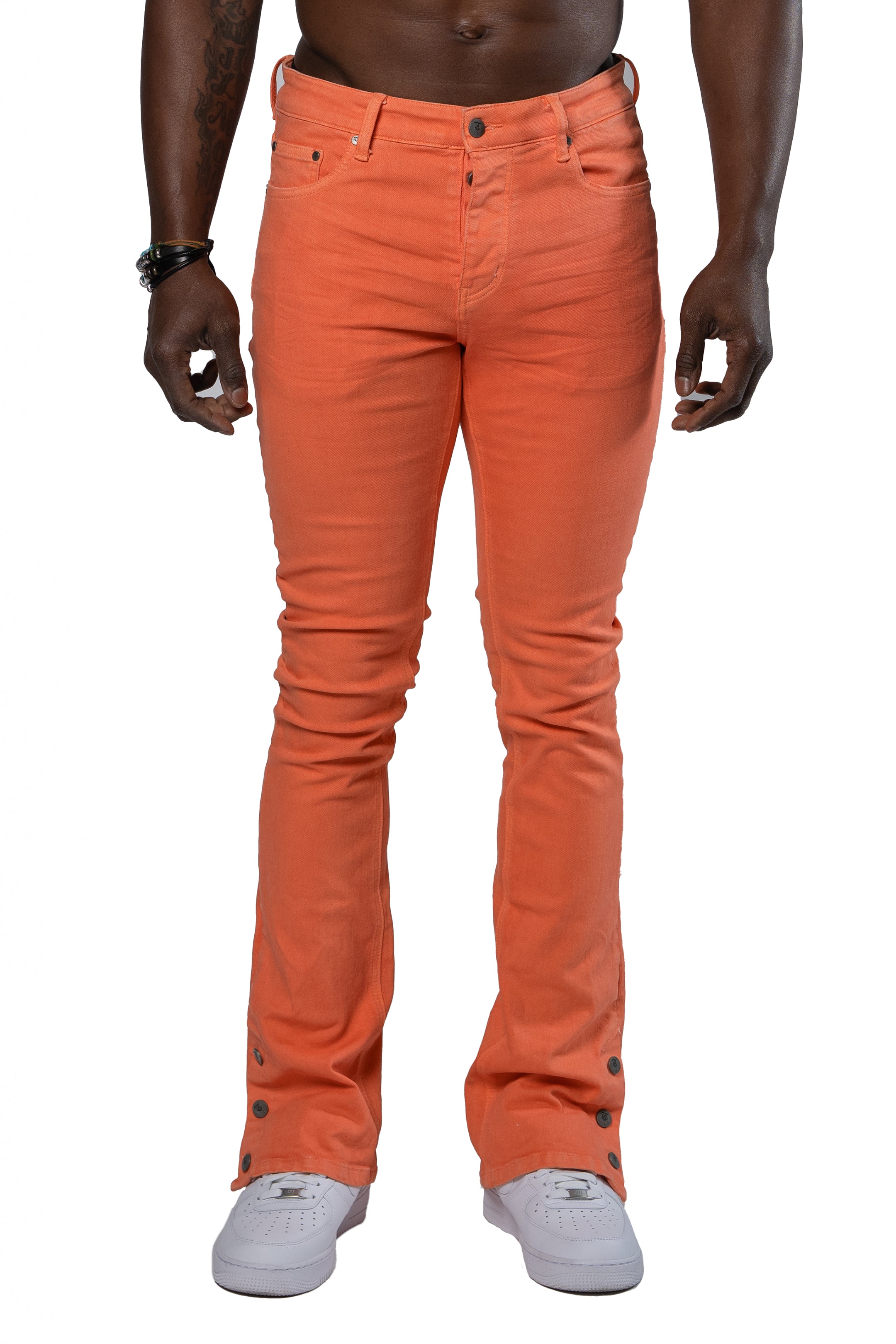 Sale "BUTTON FLY" Orange Stacked Jeans