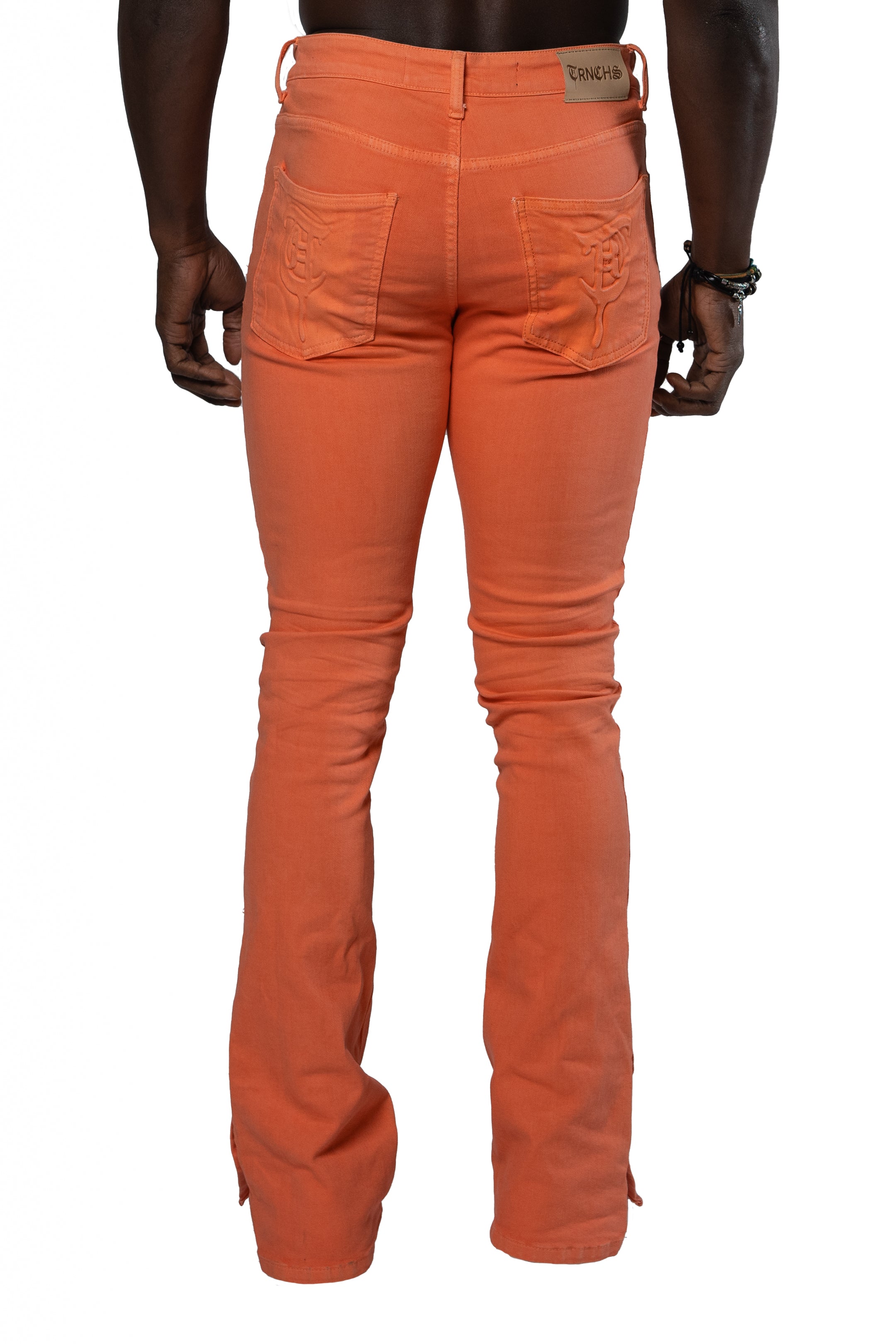Sale "BUTTON FLY" Orange Stacked Jeans