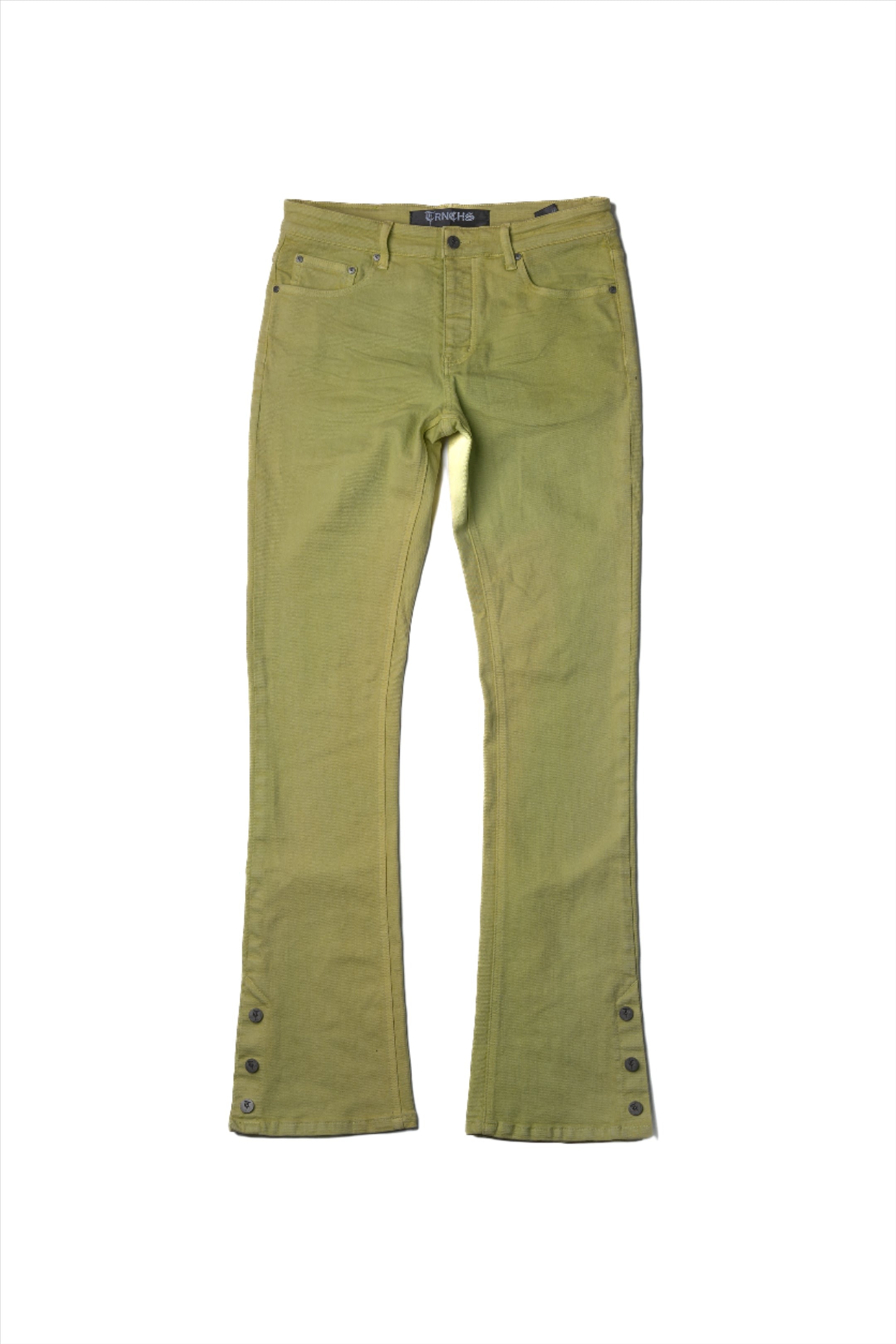 Sale "BUTTON FLY" Green Stacked Jeans