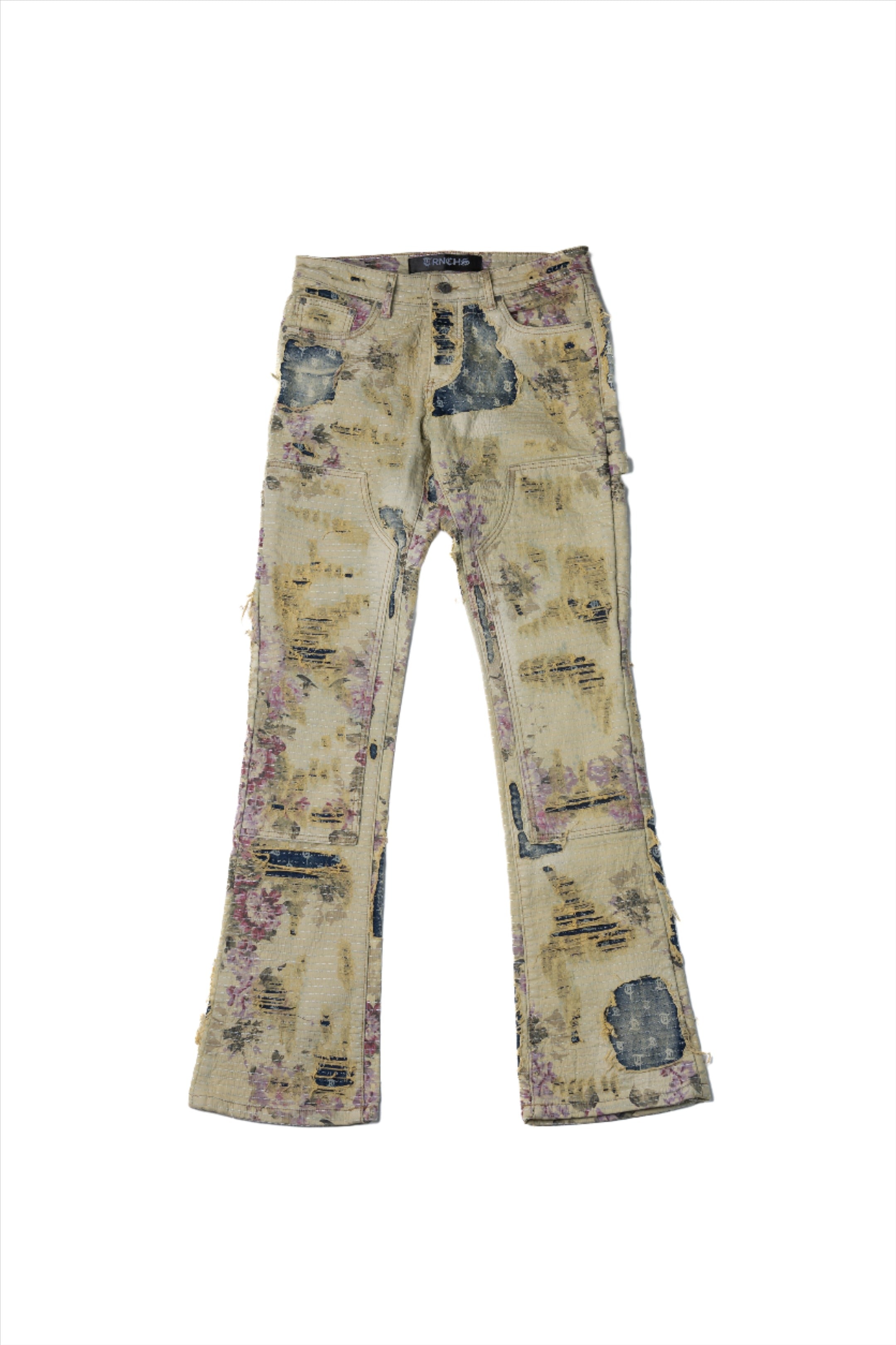 "THE GARDENER" Stacked Blue/Yellow Jeans