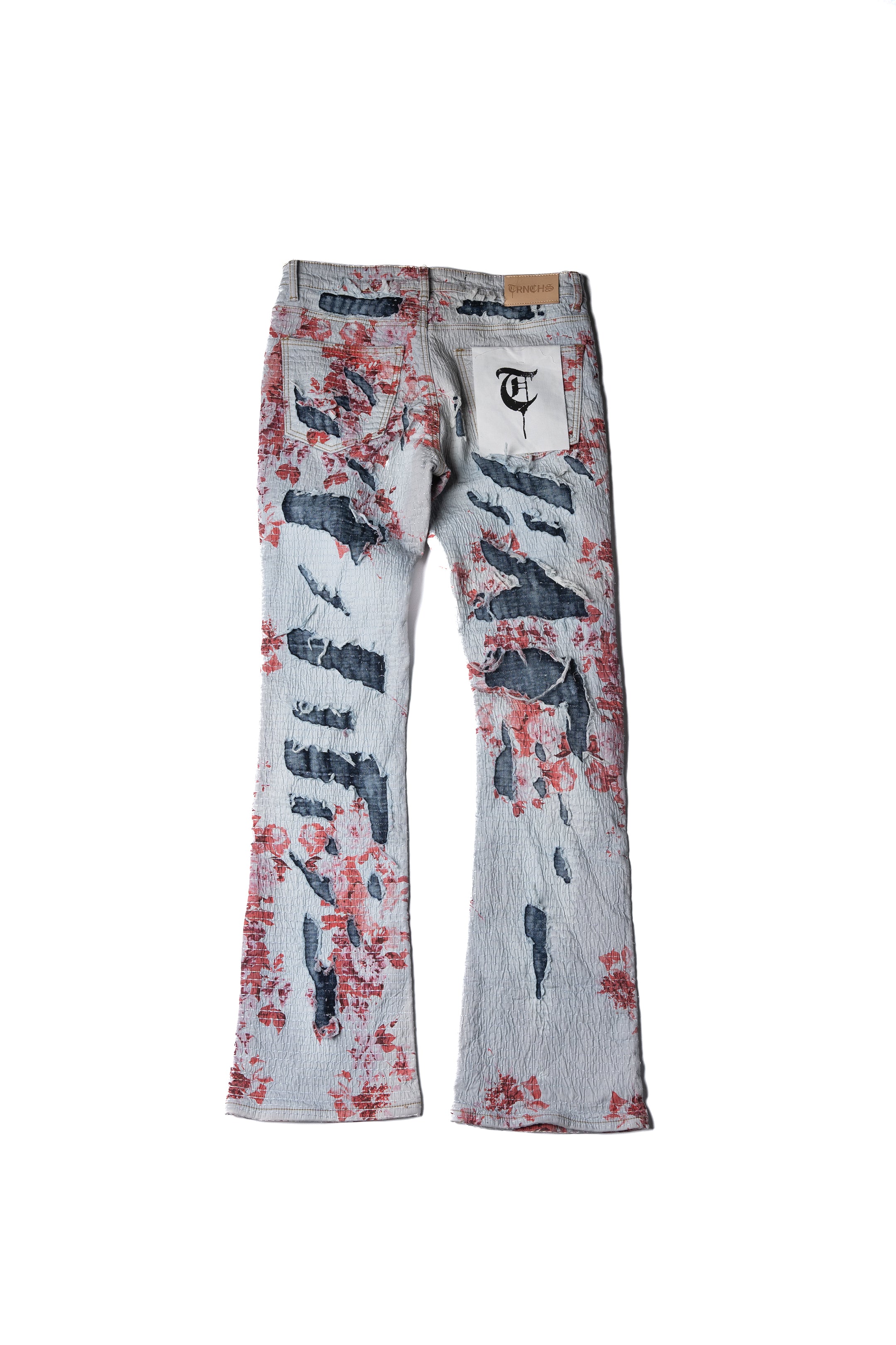 Sale "FLORIDIANS" Red Stacked Jeans