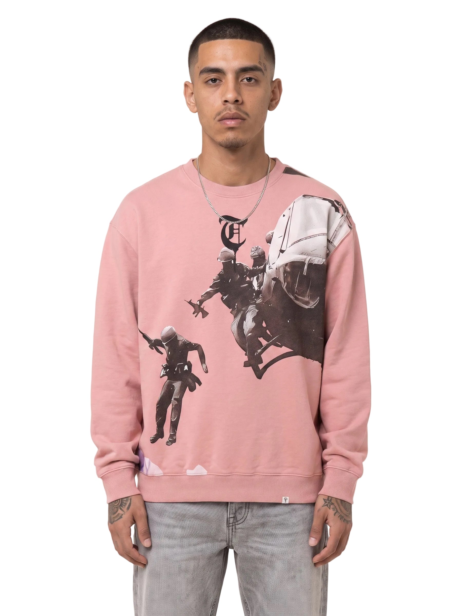 Pull ras du cou rose « FIGHTING PURPOSE »