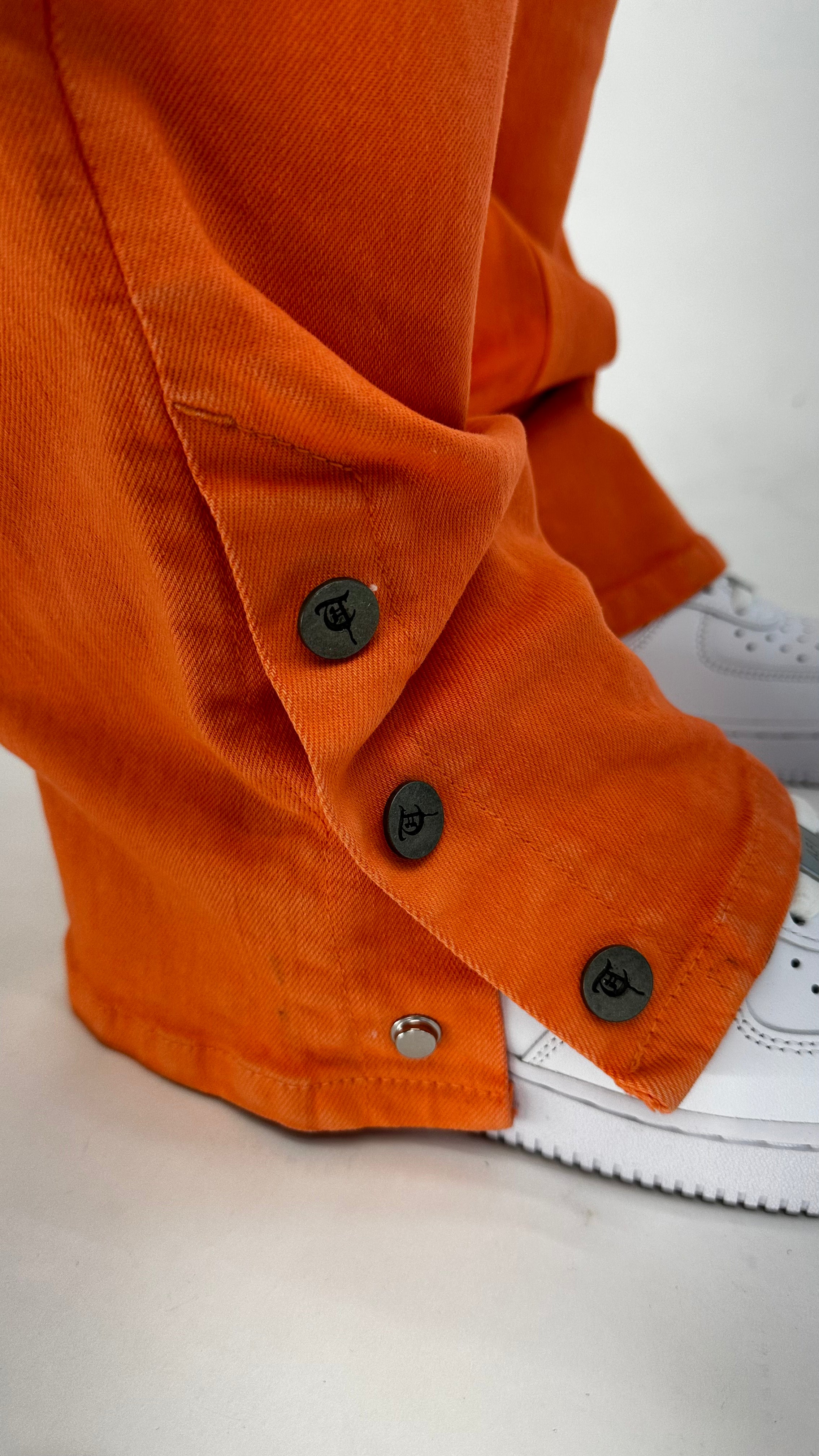 Sale "BUTTON FLY" Orange Stacked Jeans