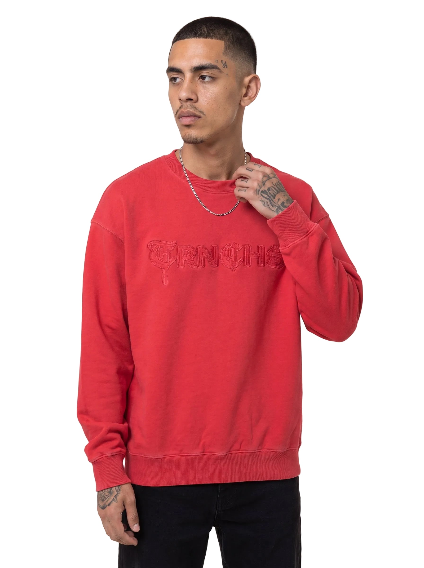 Pull ras du cou rouge « MAWADA »