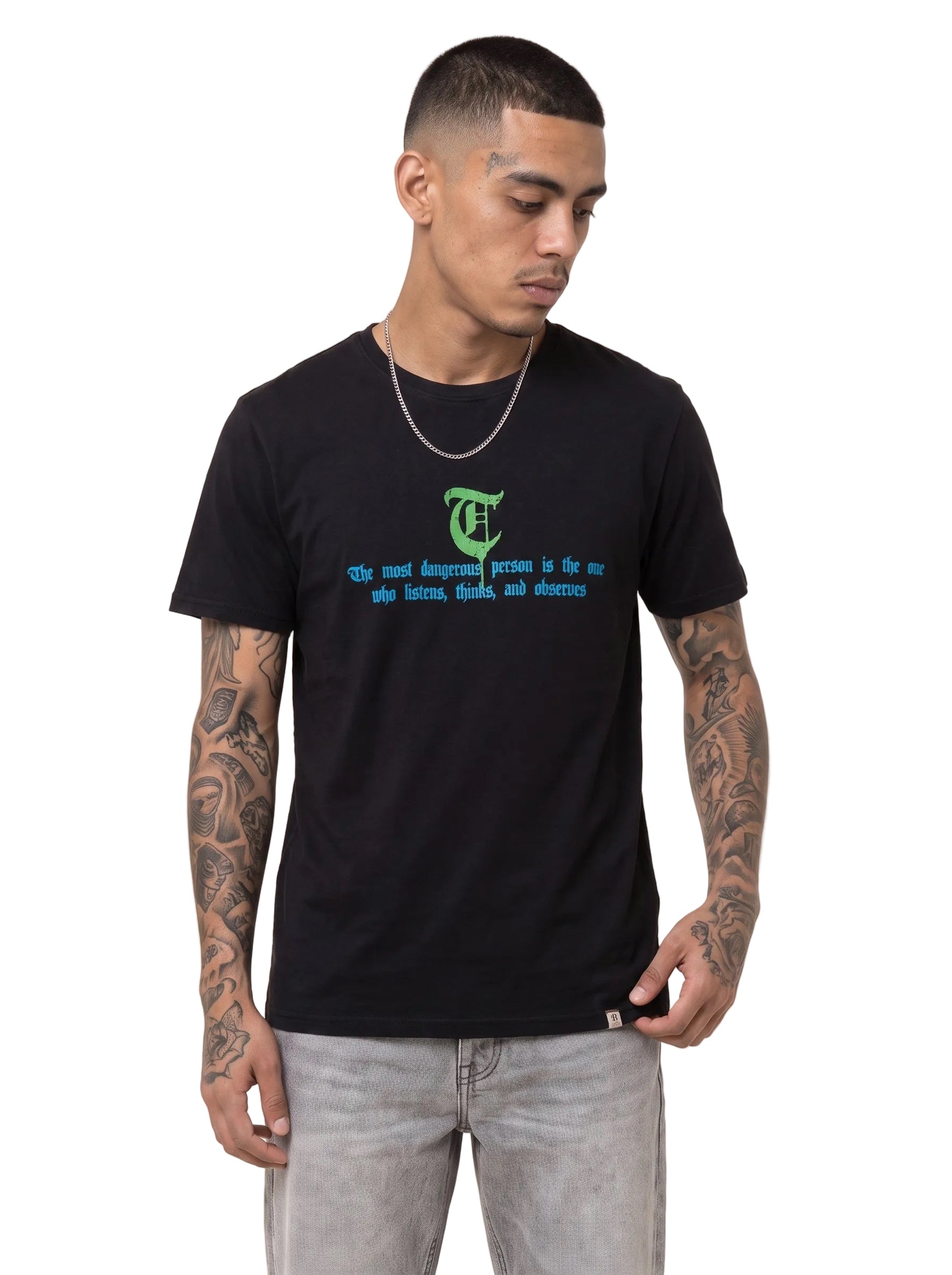T-shirt noir vintage « OBSERVES » 