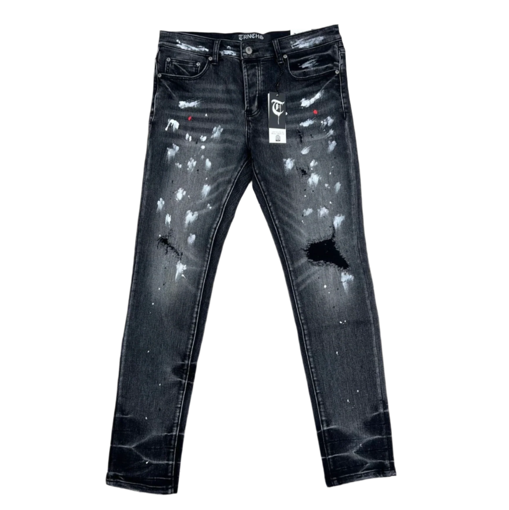 "DHAMAR" Black Wash Paint Skinny Denim