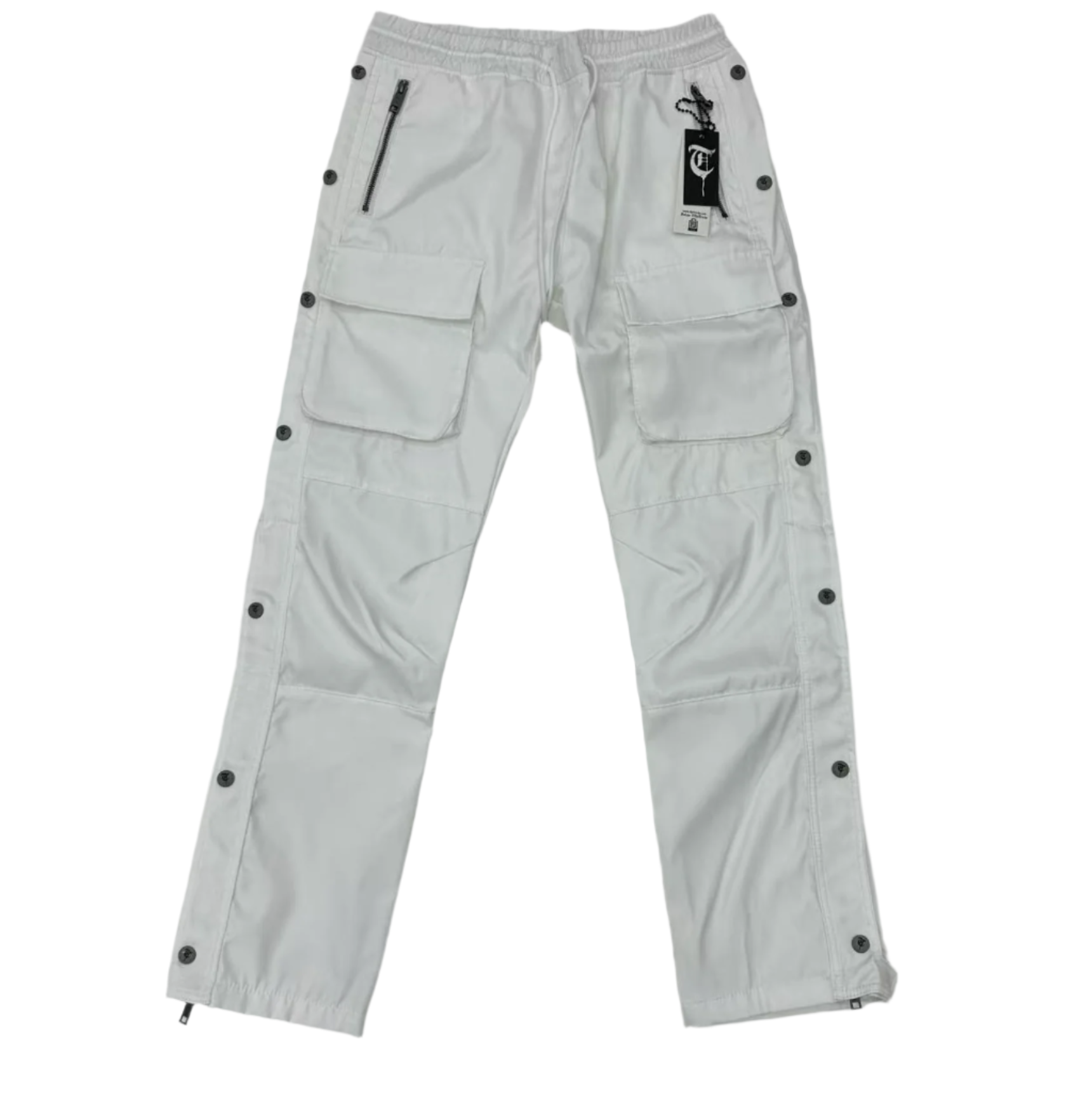 "AL-HUDAYDAH" White Snap Front Cargo Pants