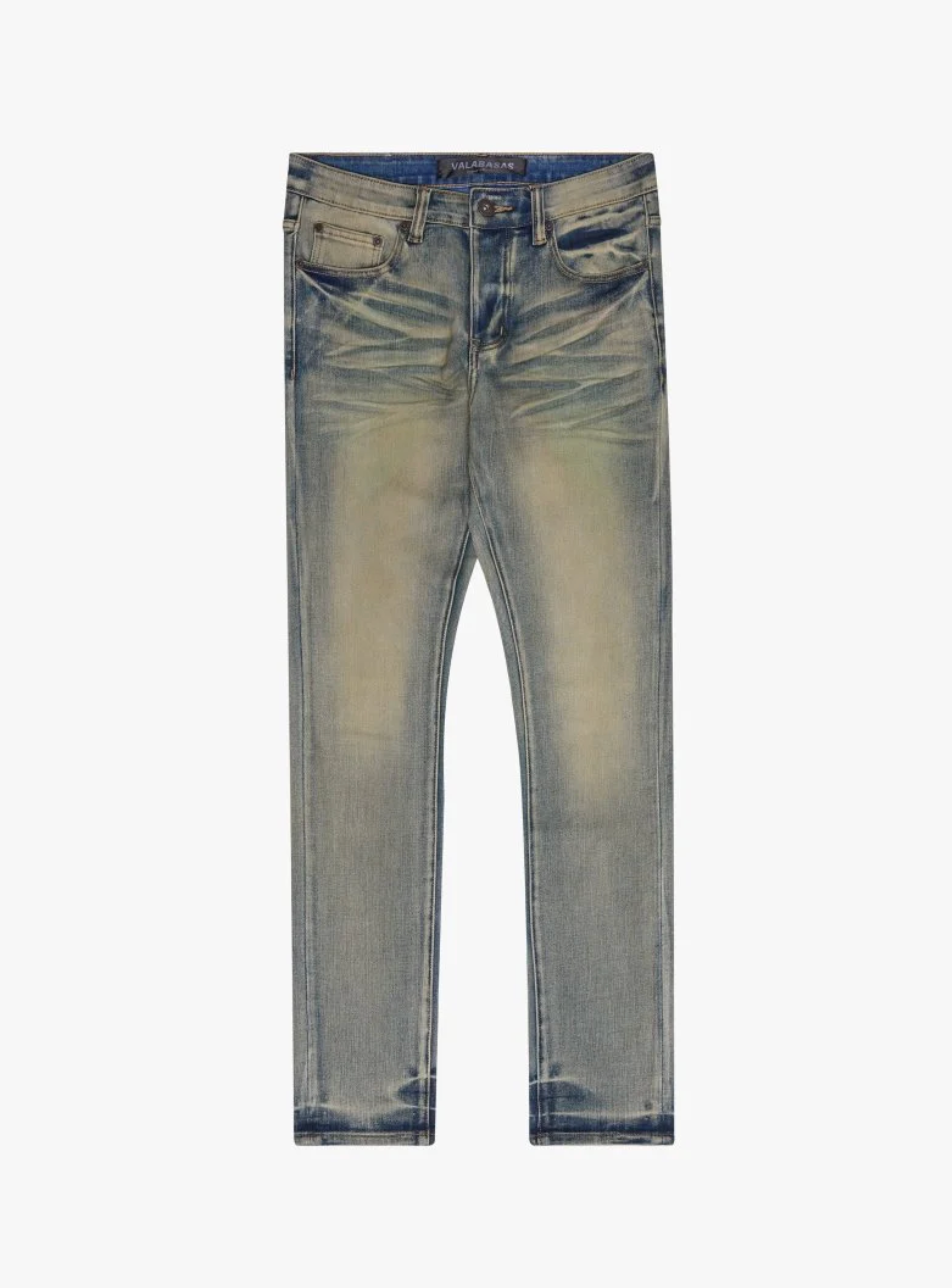 Monarch Dark Blue Dirty Wash Skinny Fit Jeans