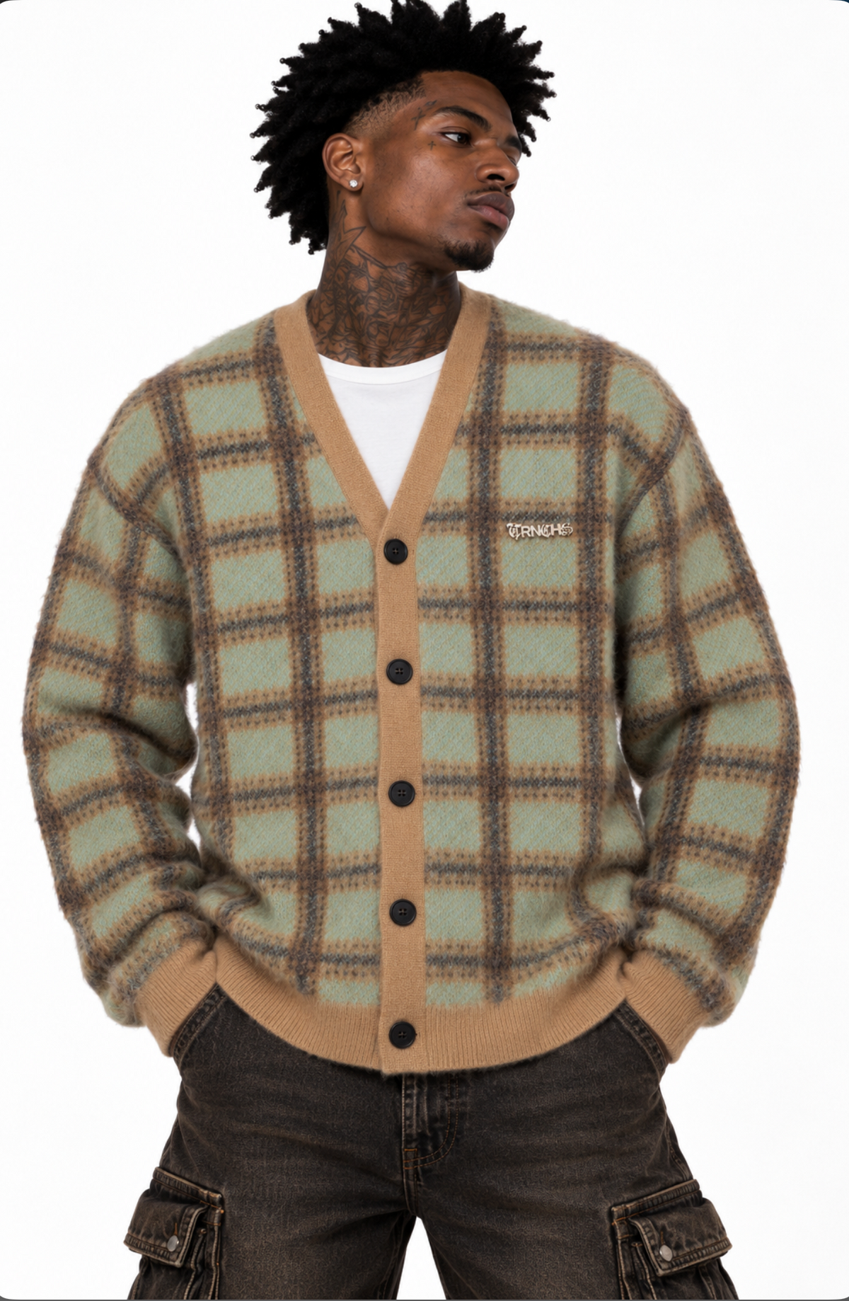CARLTON BANKS Green/Khaki Cardigan-