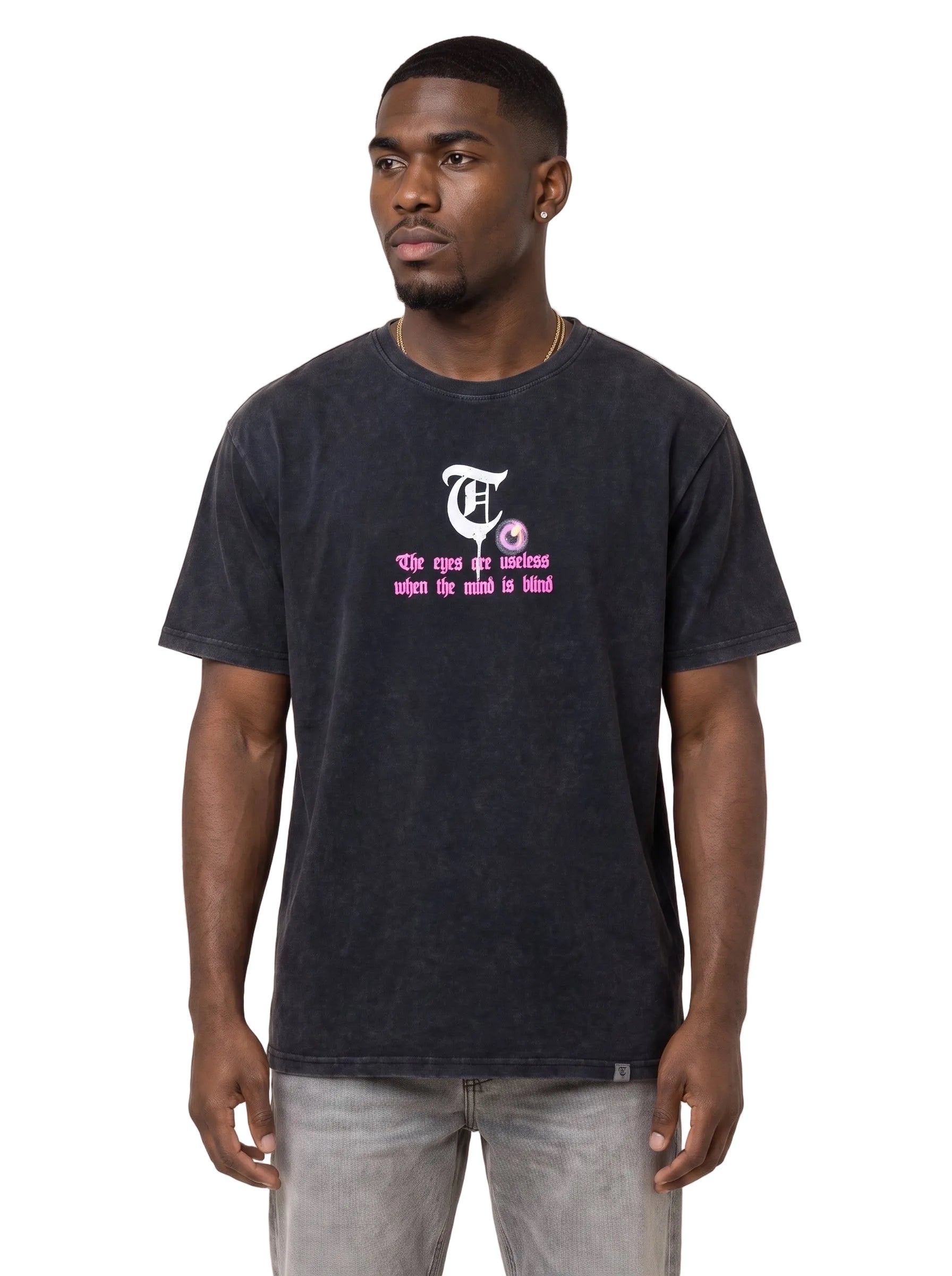 T-shirt noir vintage « SEE » en solde 