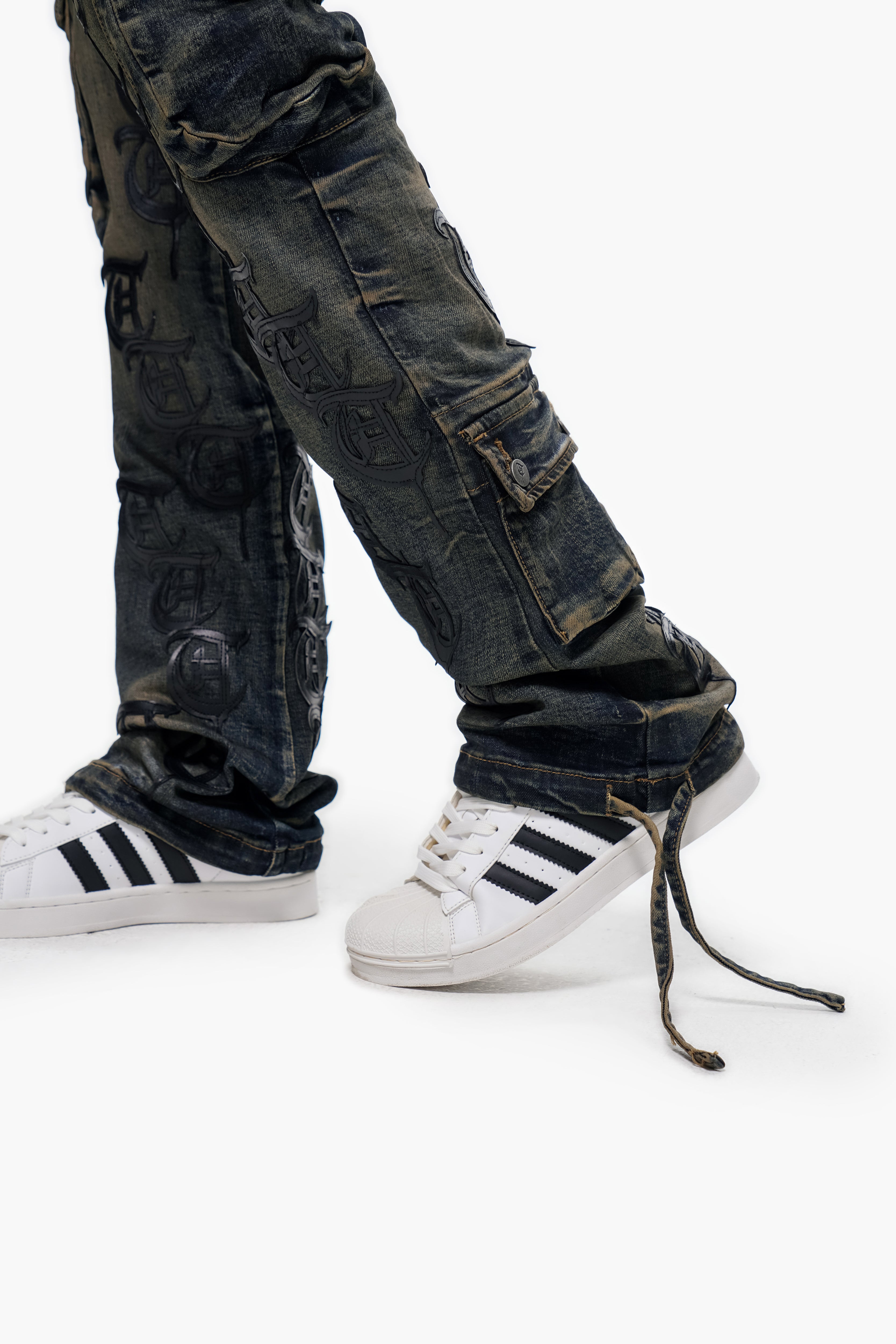 "KHANDAQ" Medium Blue Cargo Denim