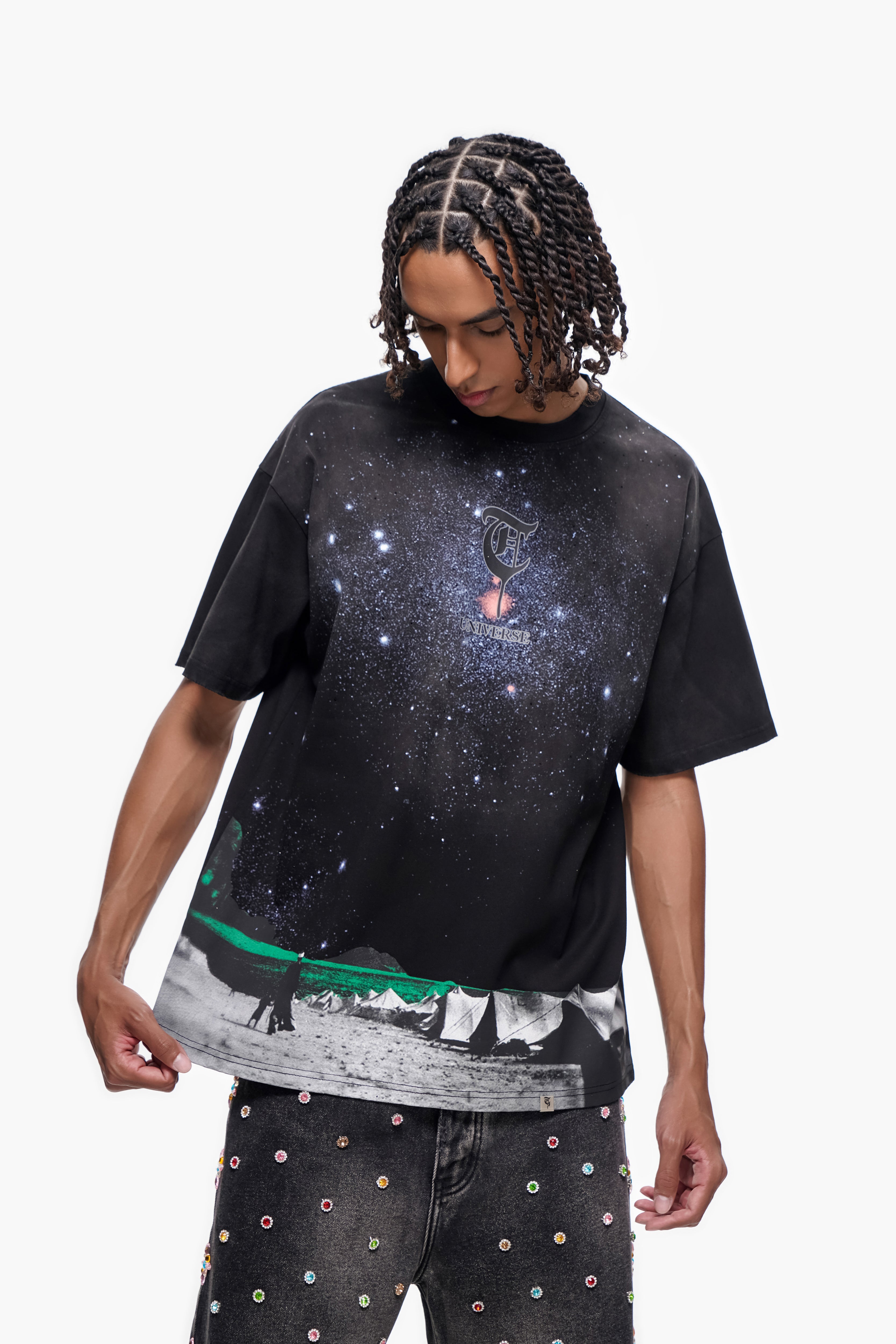 "LIGHT FROM BELOW" Black tee