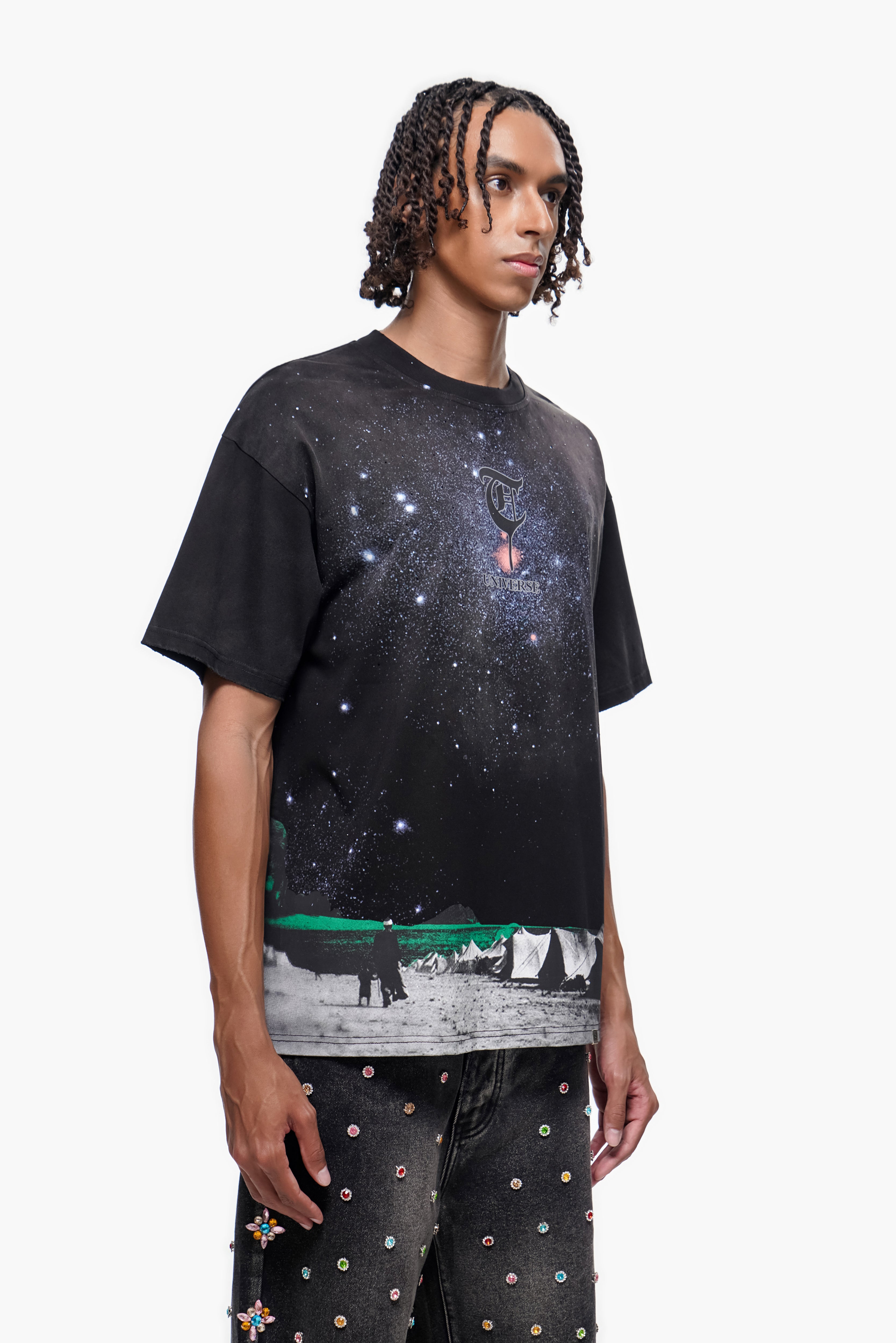 "LIGHT FROM BELOW" Black tee