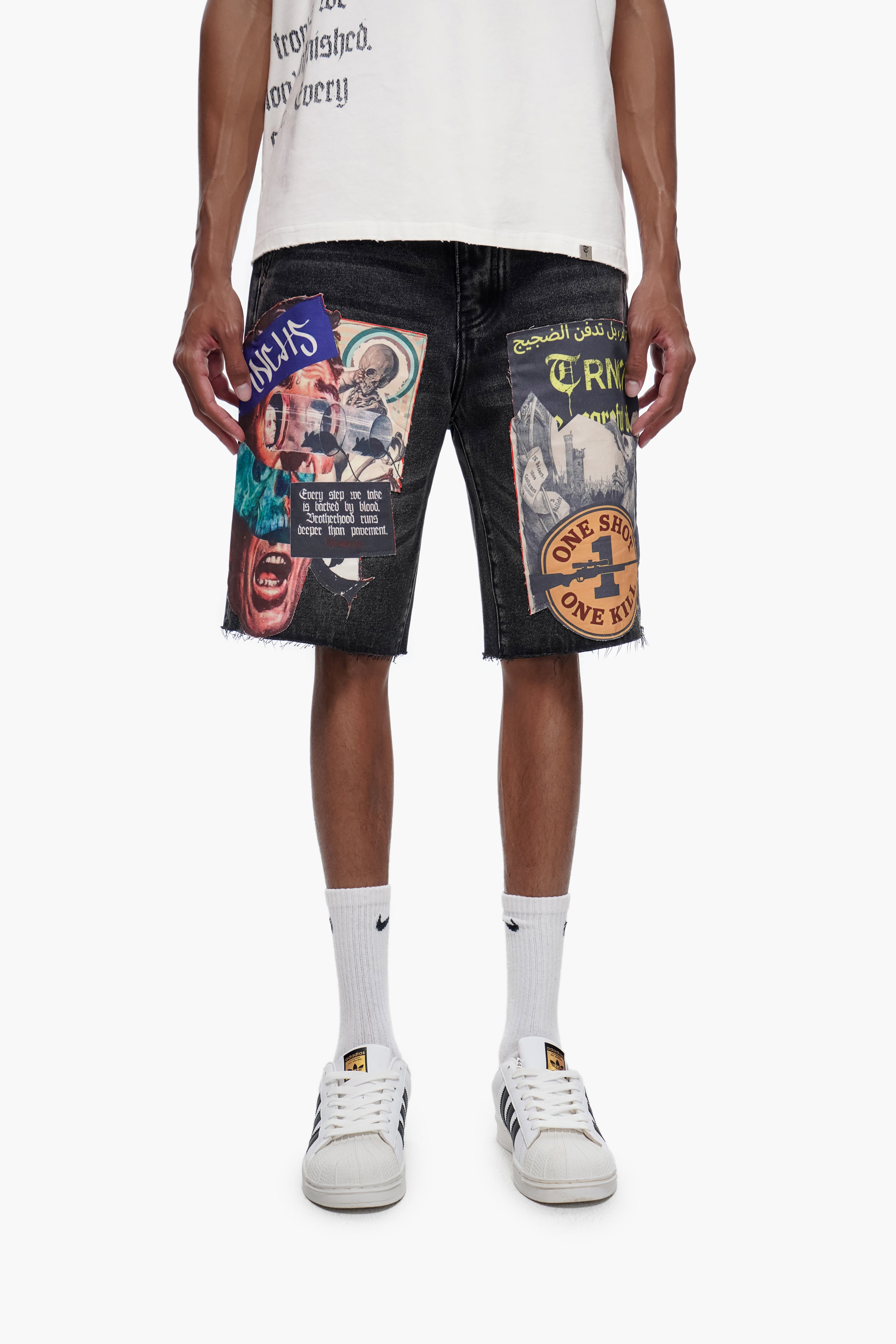 COLLAGE - Black Wash Denim Shorts