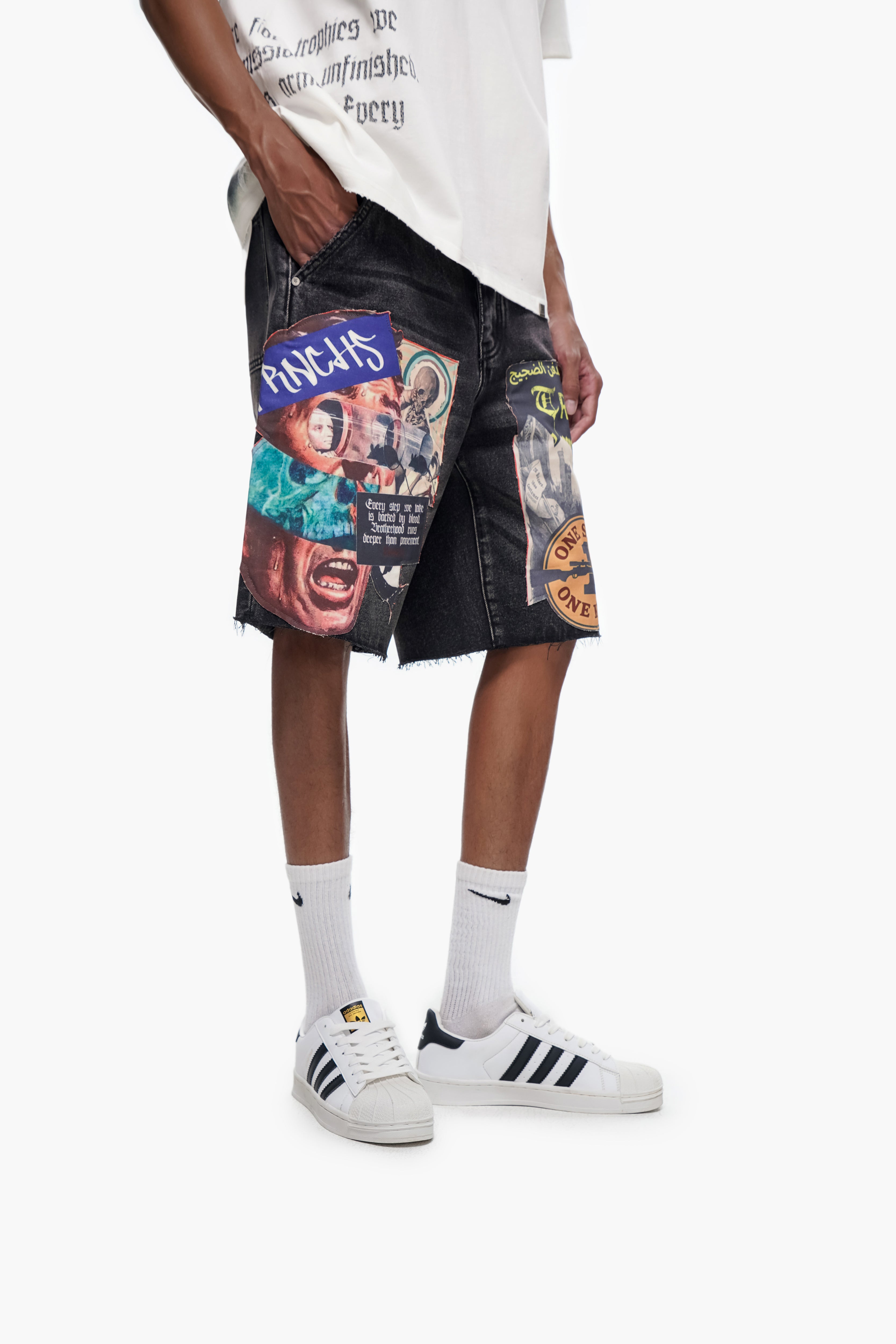 COLLAGE - Black Wash Denim Shorts