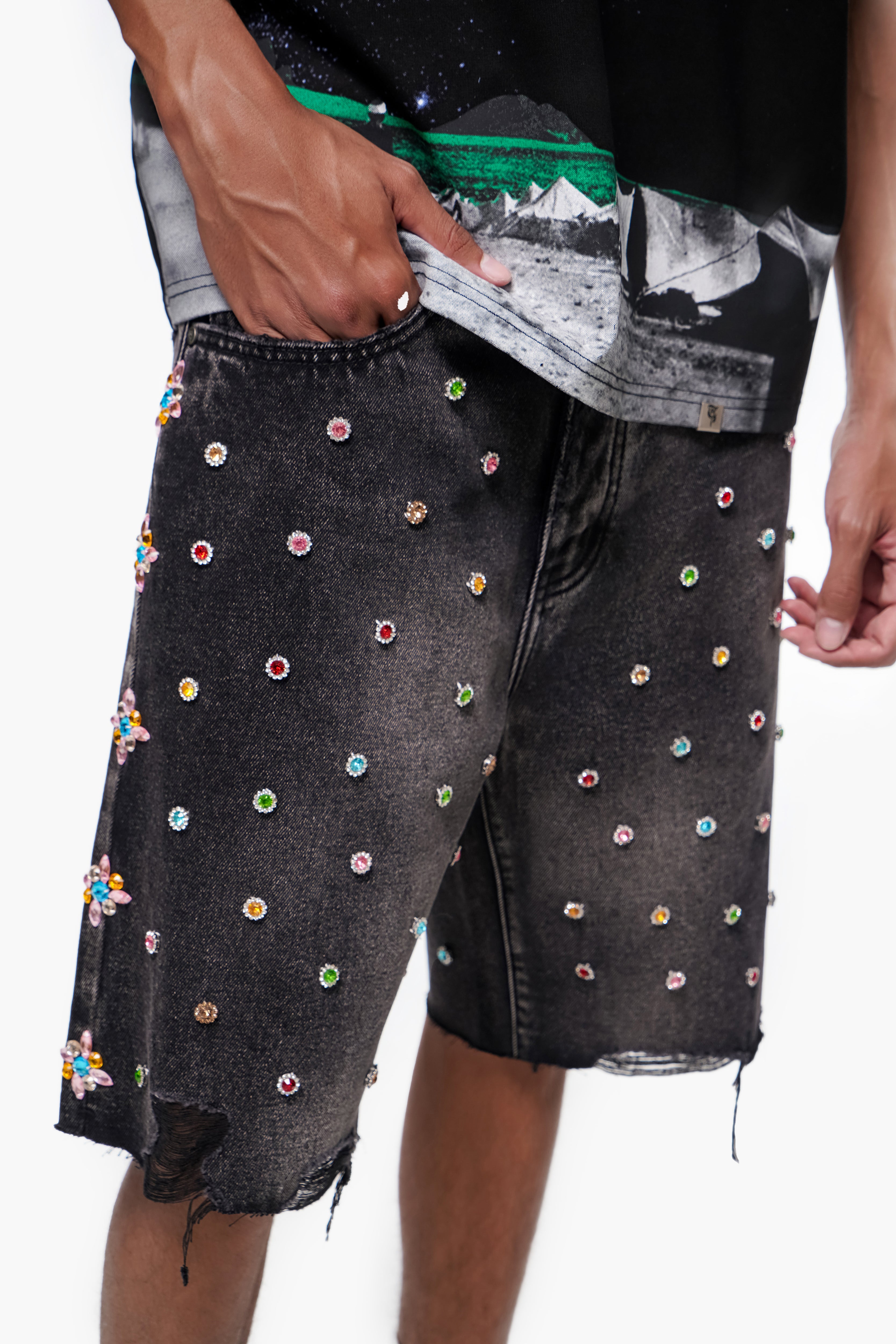 BOUNTY - Black Wash Denim Shorts