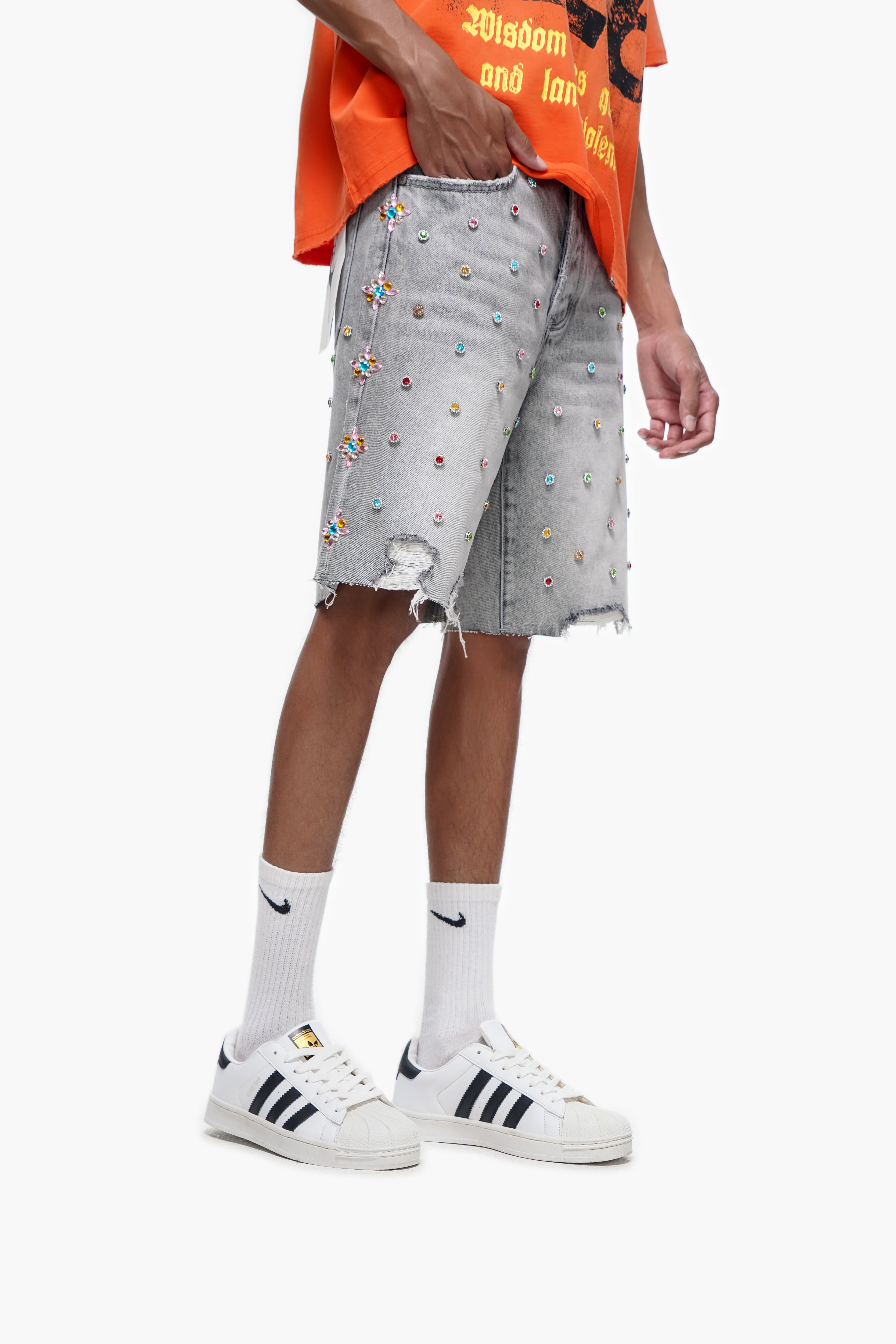 BOUNTY - Gray Wash Denim Shorts