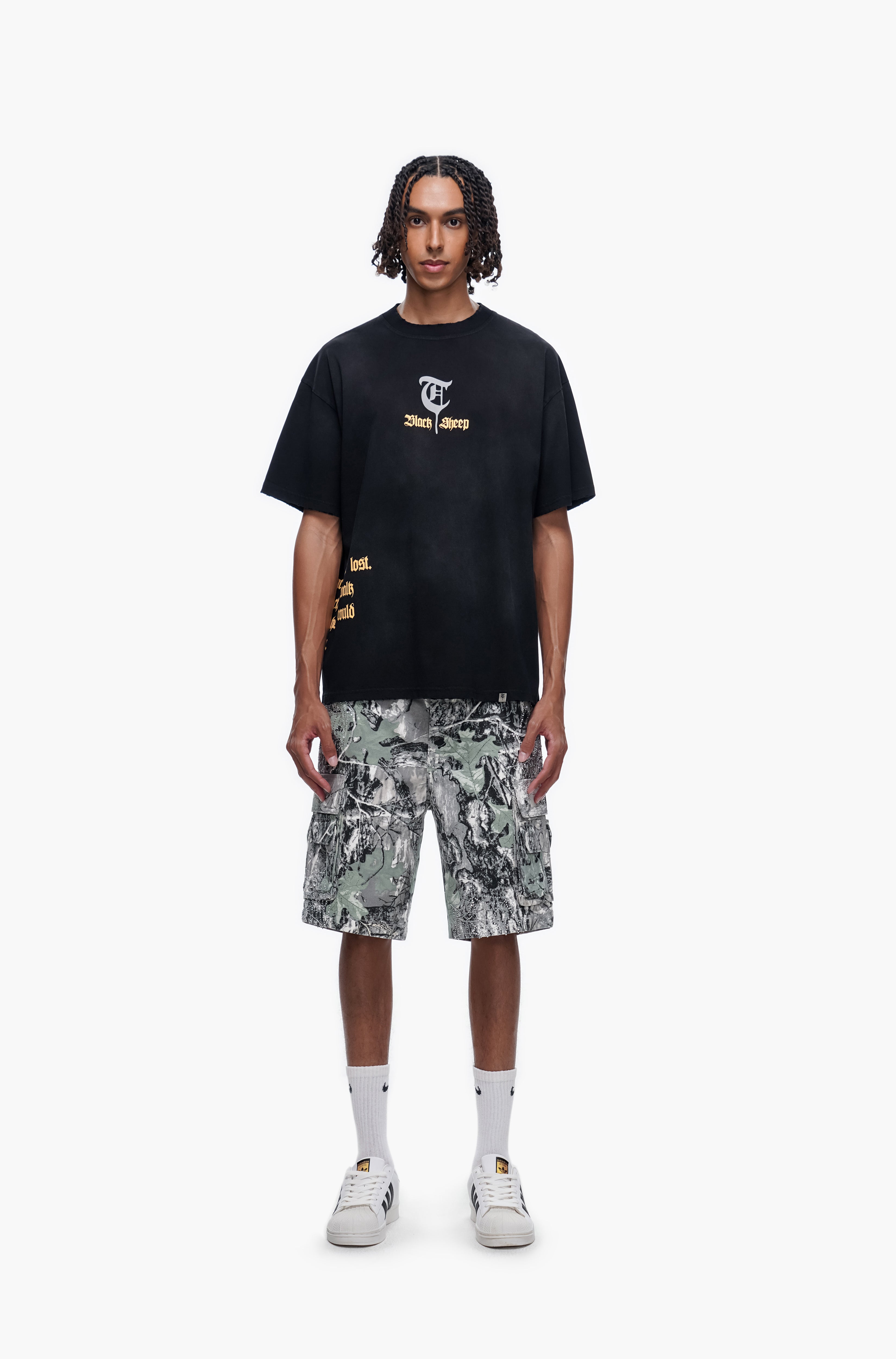 ABANDON - Gray Camo Denim Shorts