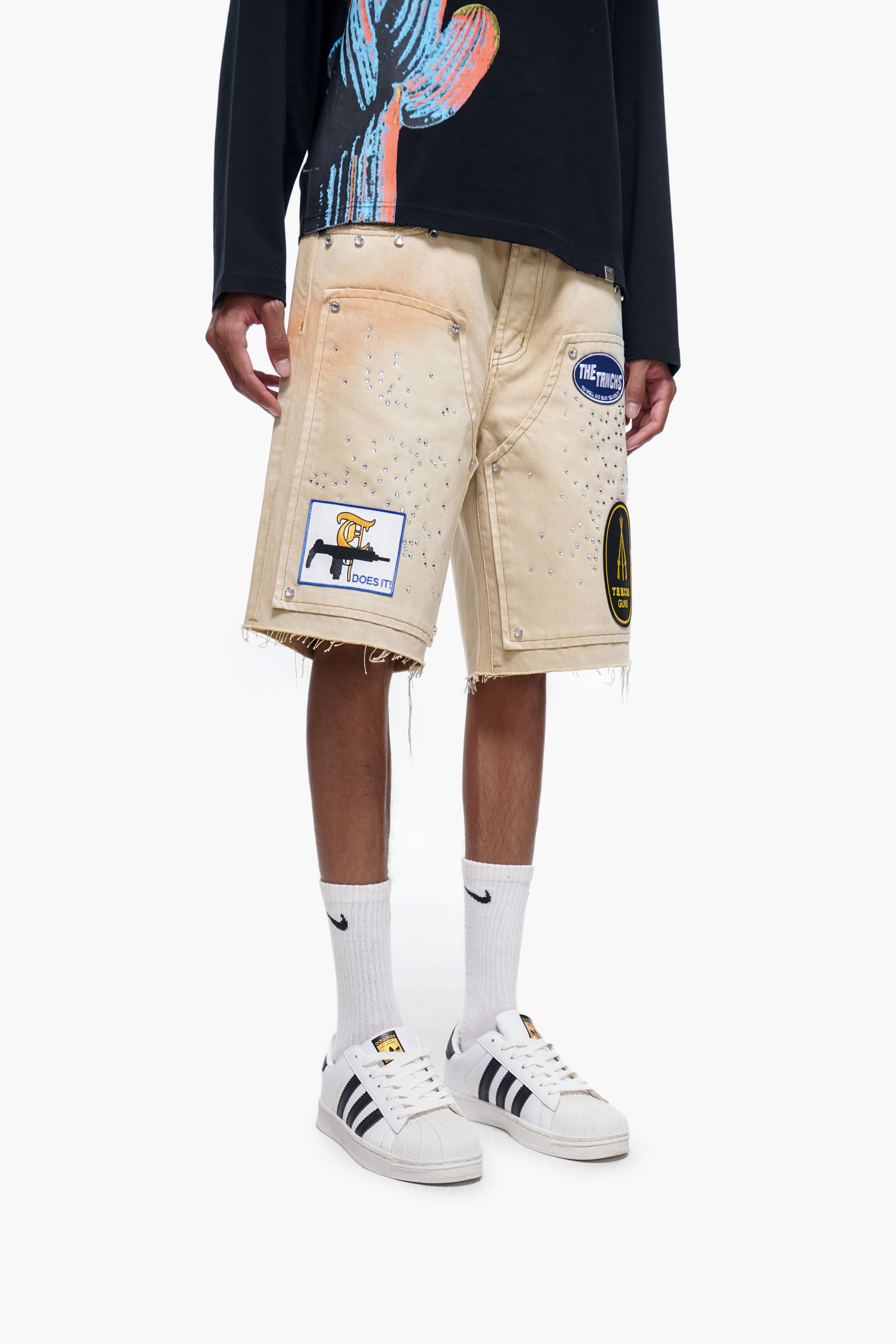 OPERATOR - Khaki Wash Denim Shorts