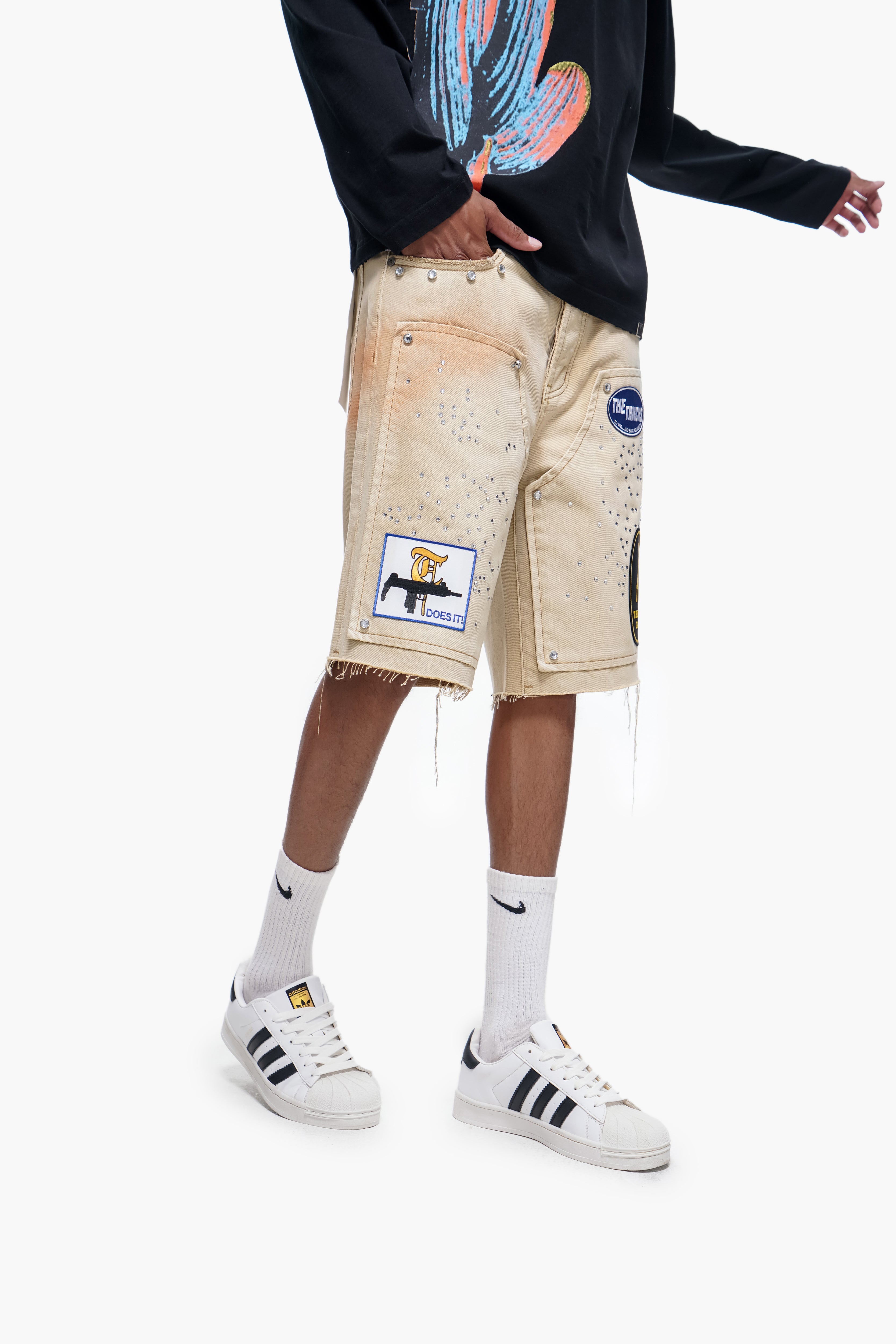 OPERATOR - Khaki Wash Denim Shorts