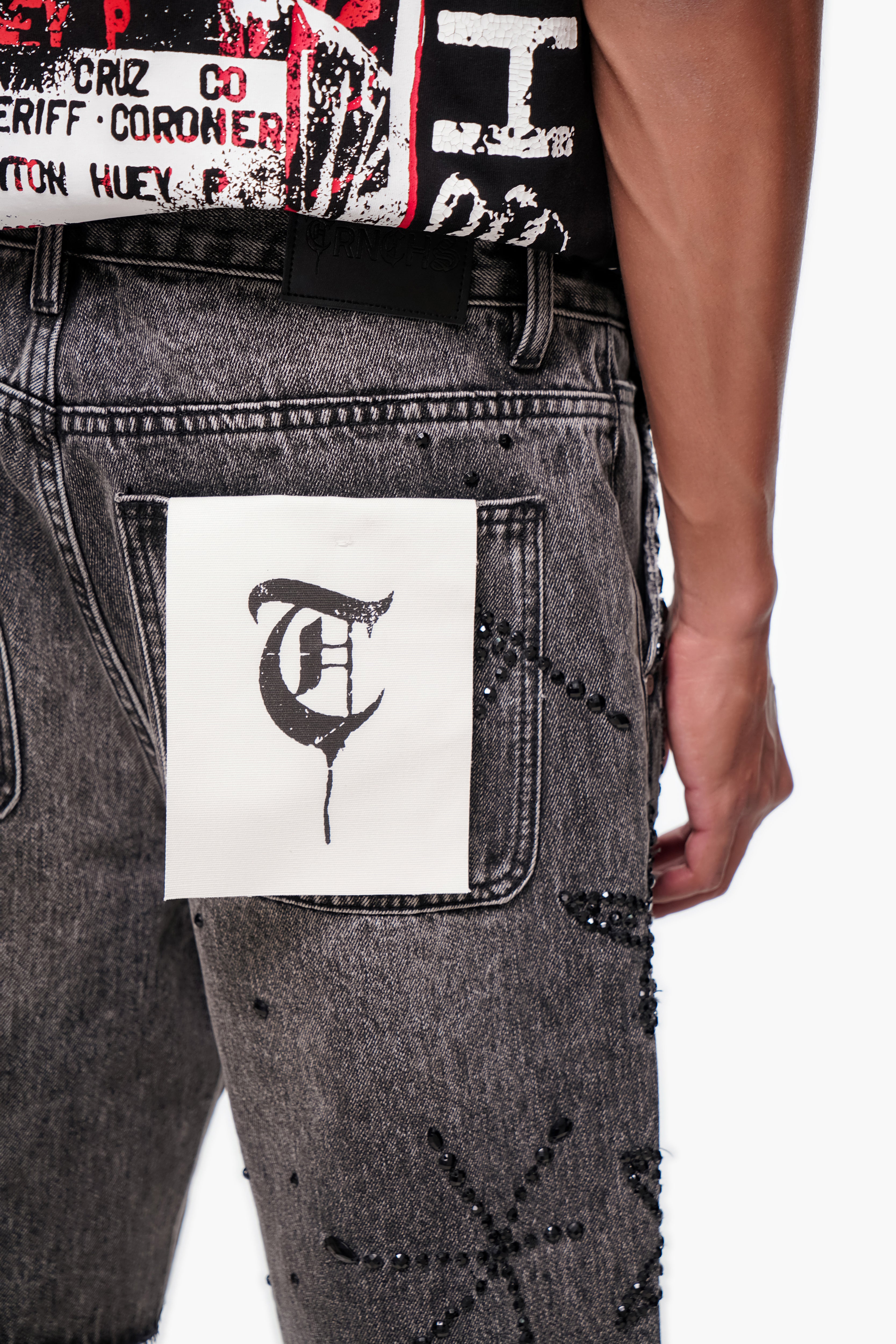 VENOM - Gray Wash Denim Shorts