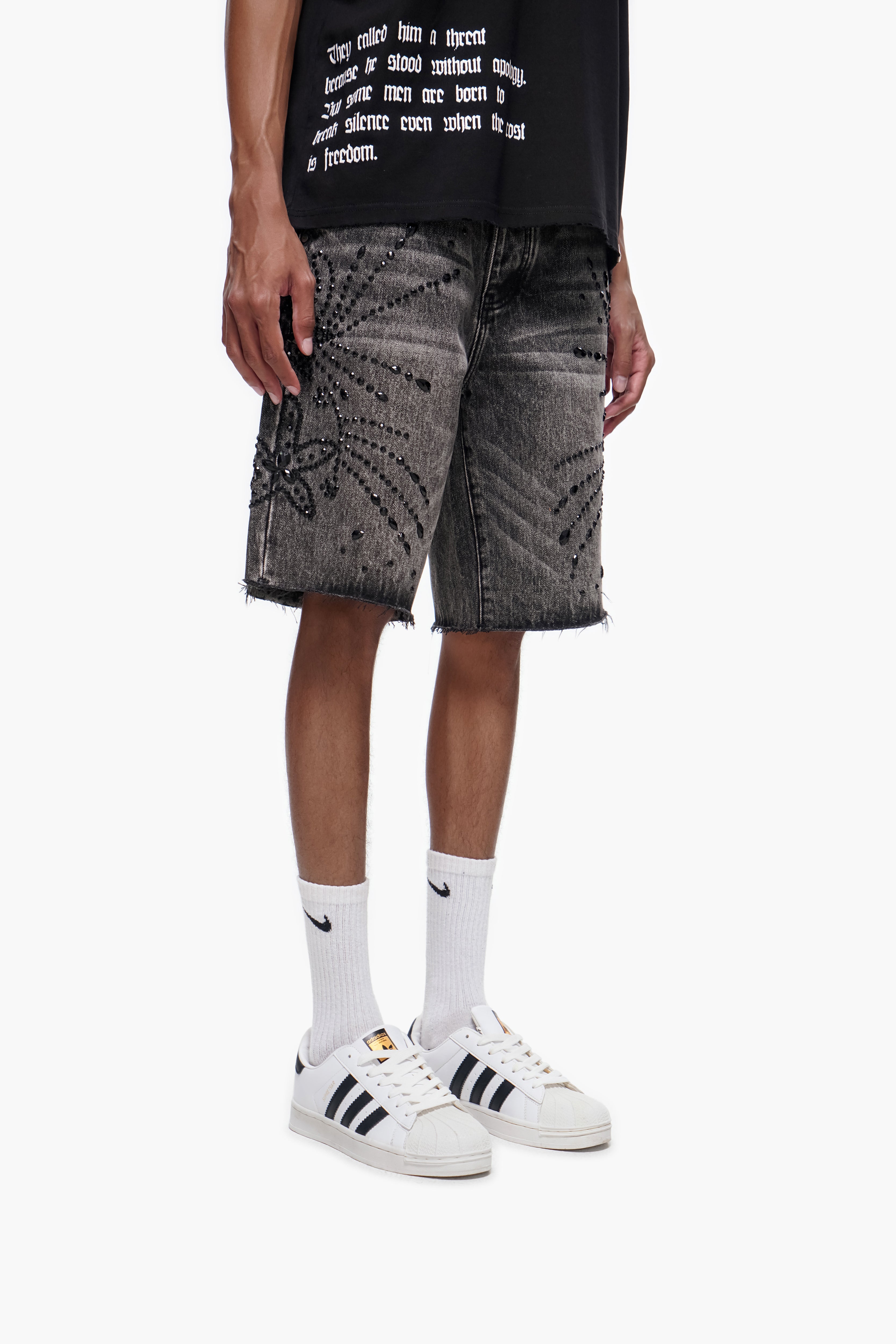 VENOM - Gray Wash Denim Shorts