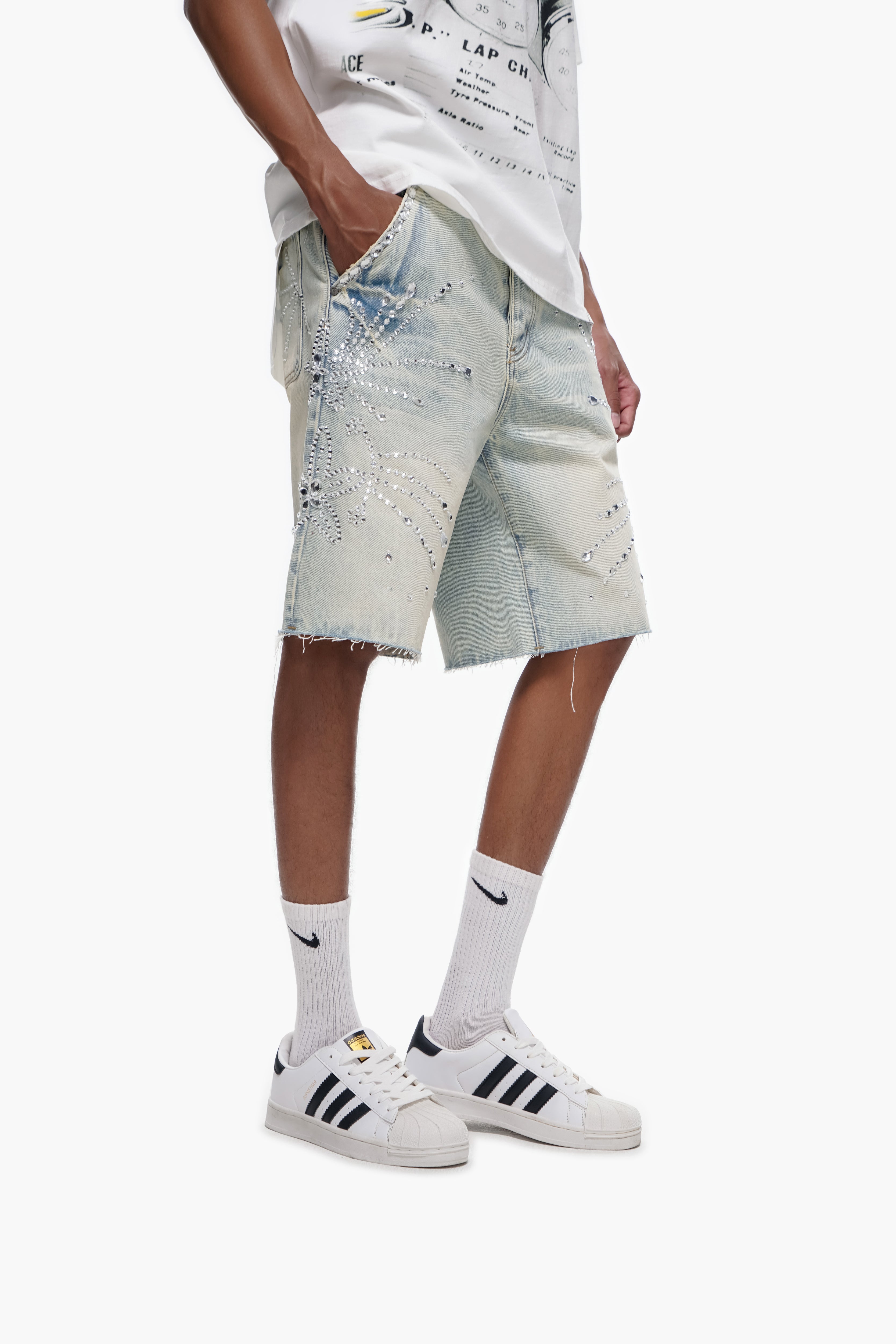 VENOM - Light Blue Wash Denim Shorts