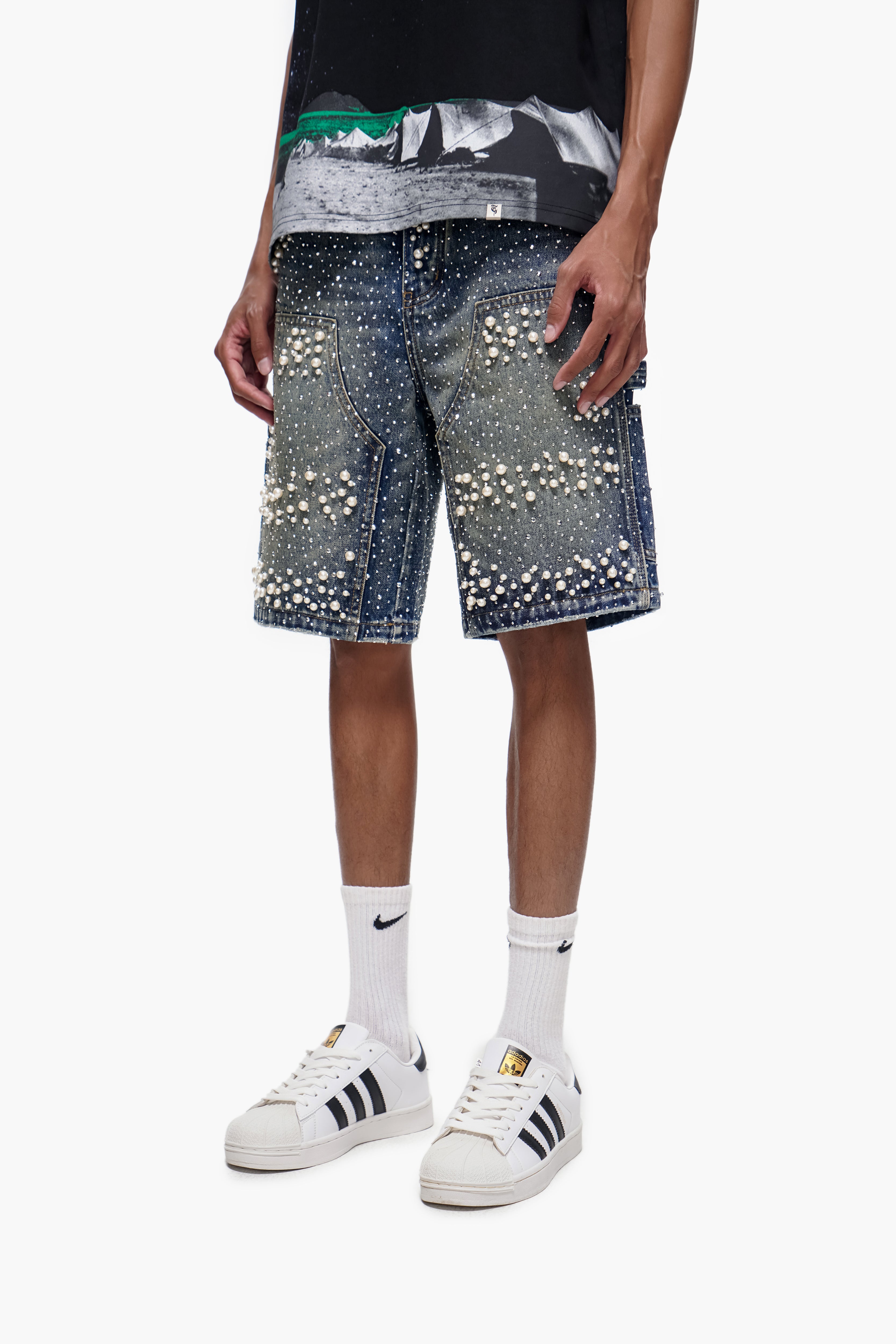 ARMOR - Dark Blue Wash Denim Shorts