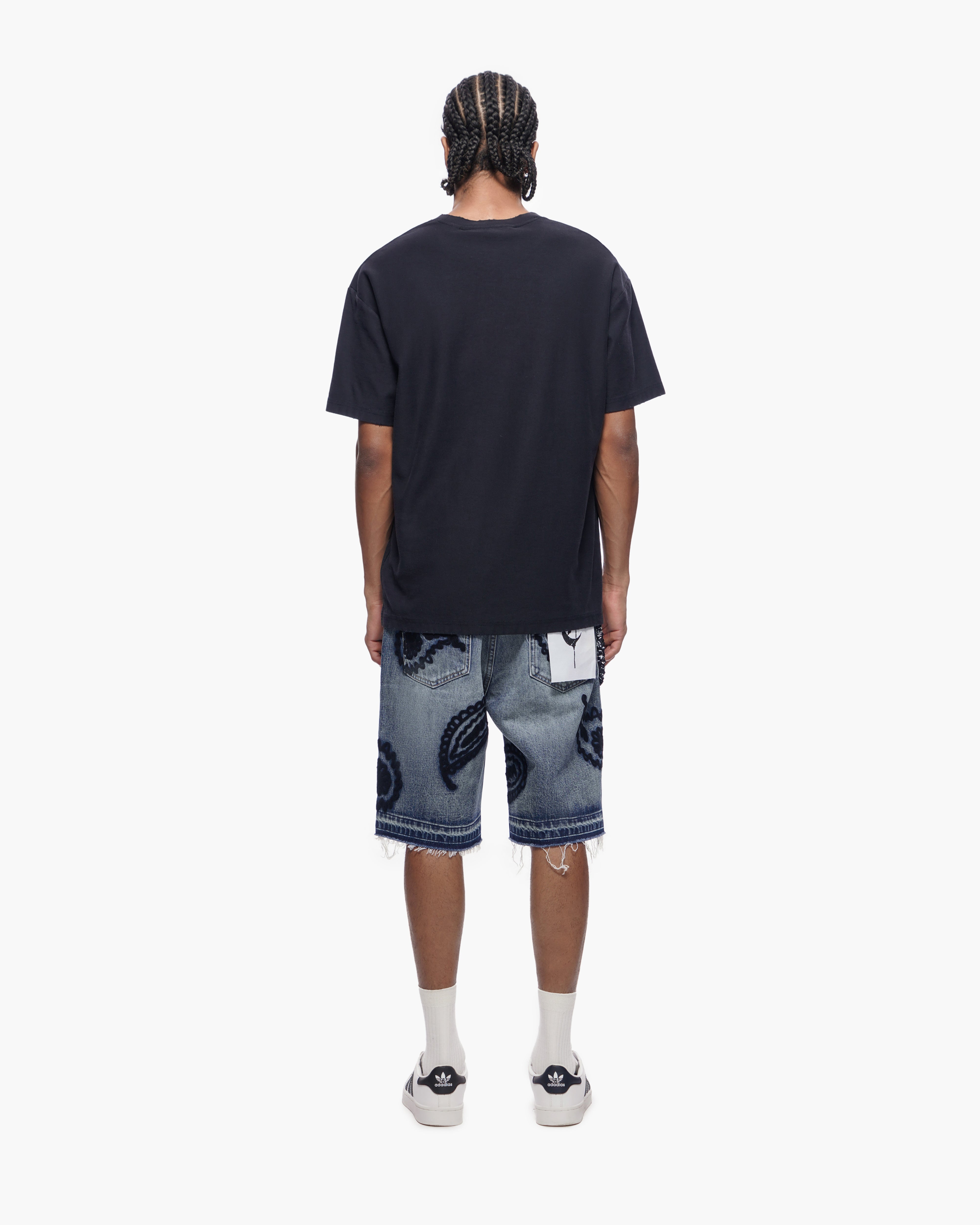 PAISLEY SHORTS - Dark Blue Wash Denim Shorts