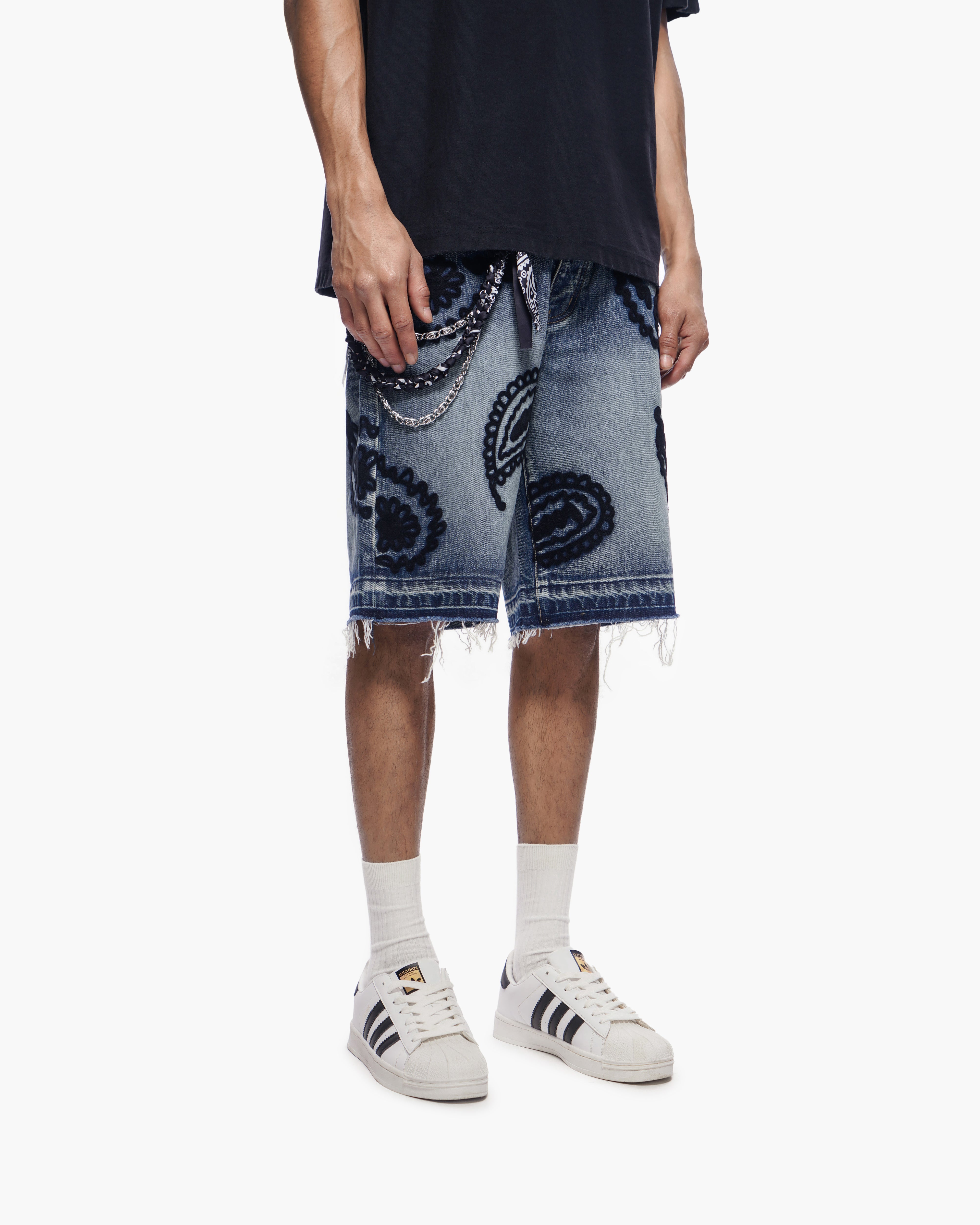 PAISLEY SHORTS - Dark Blue Wash Denim Shorts