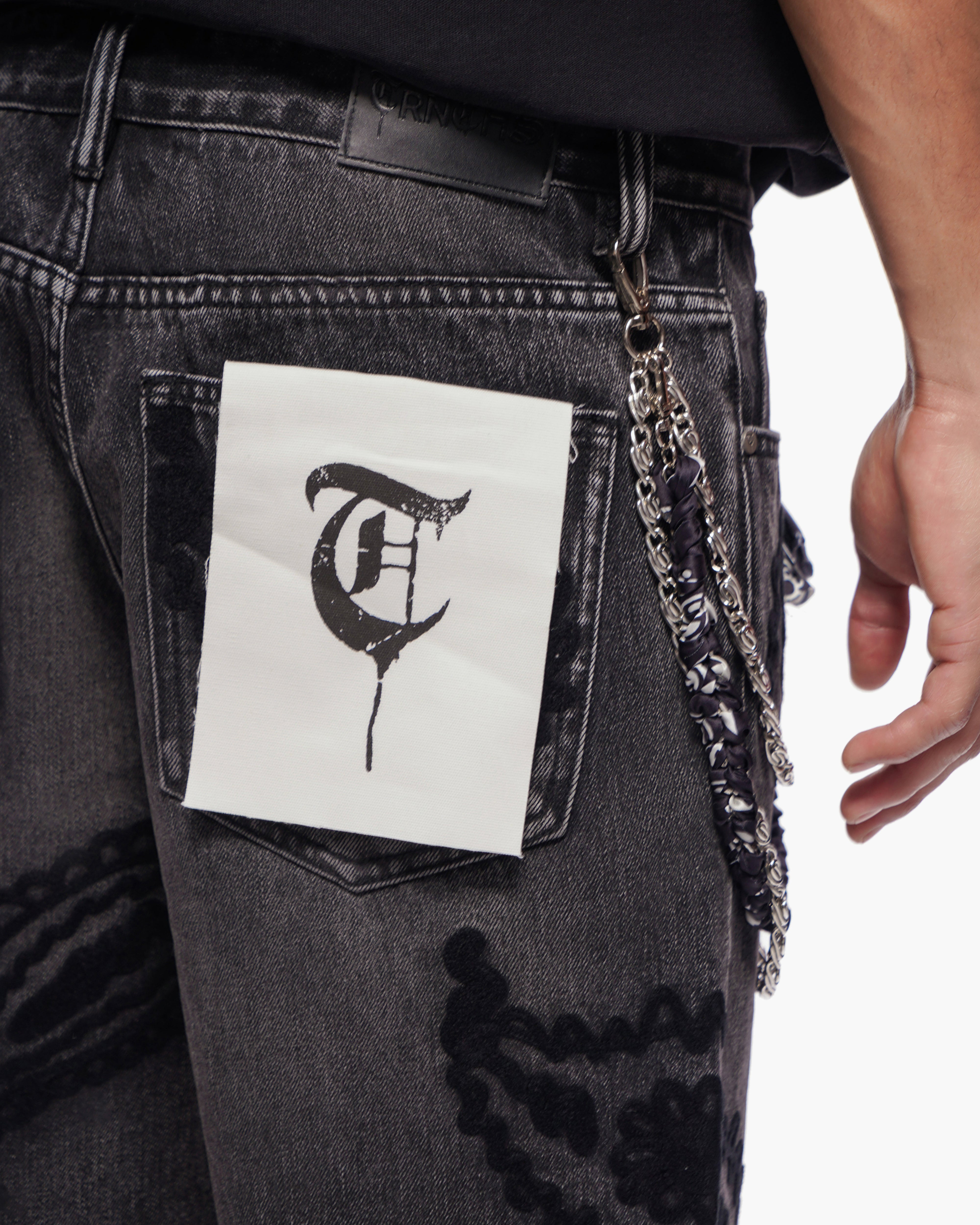 PAISLEY SHORTS - Black Wash Denim Shorts